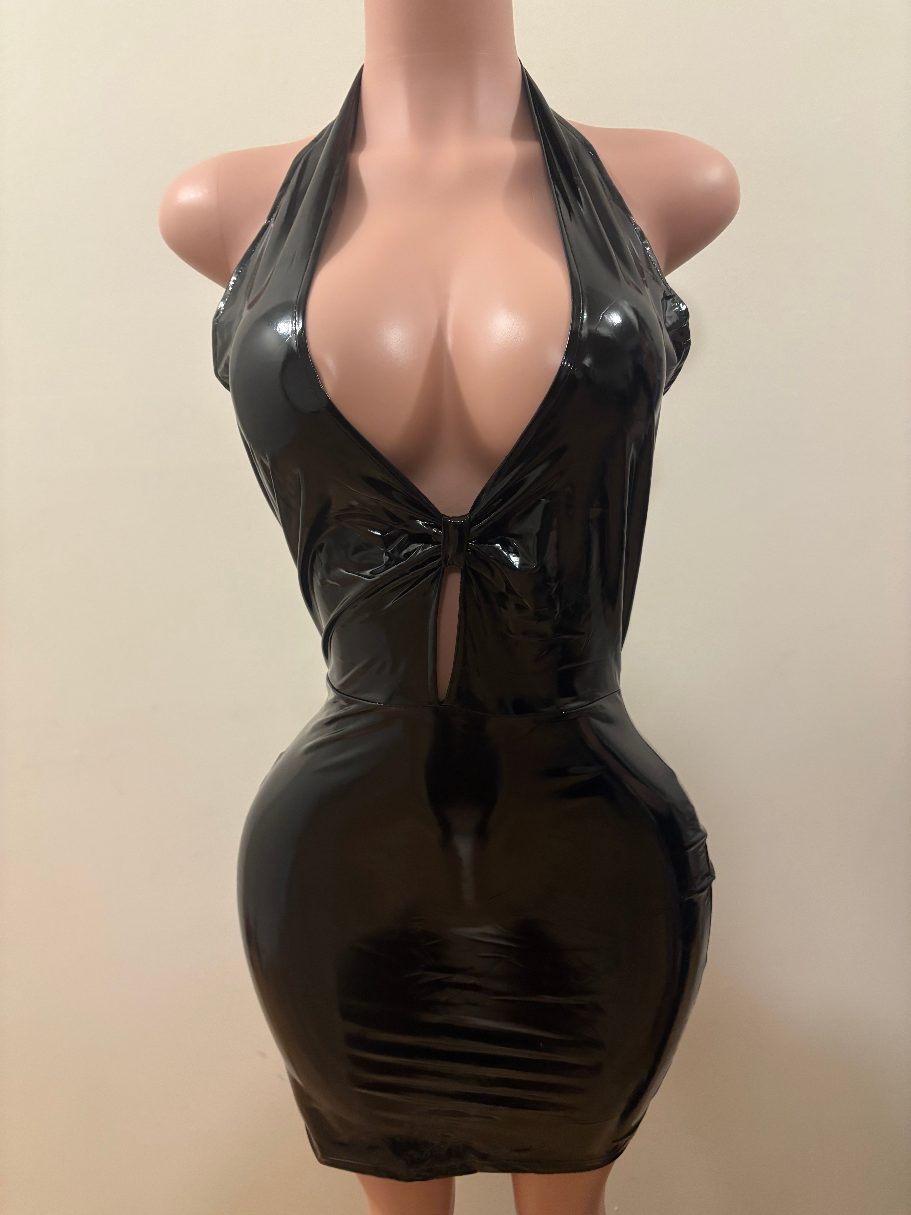 Black Vinyl Halter Dress 🖤