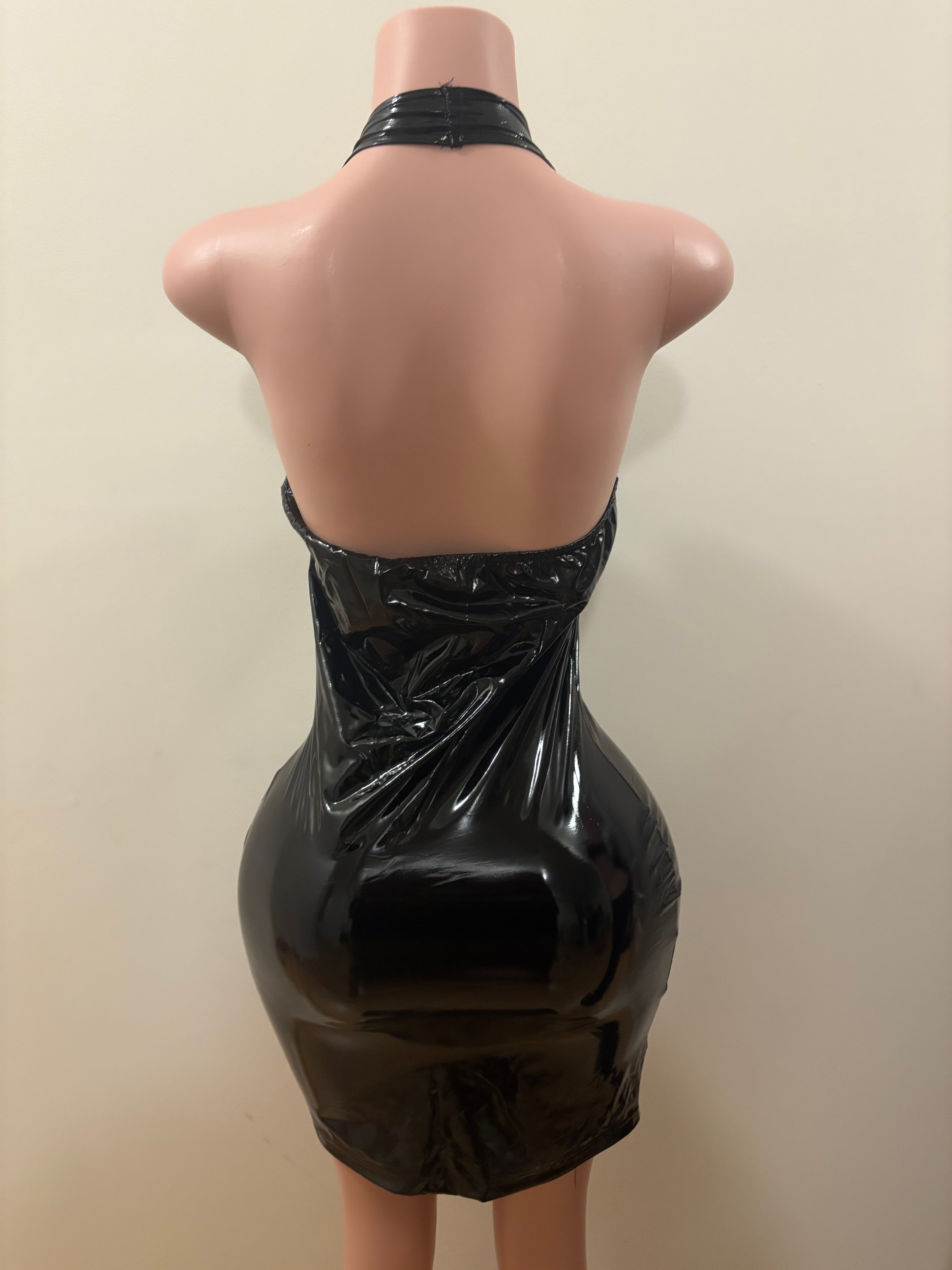 Black Vinyl Halter Dress 🖤