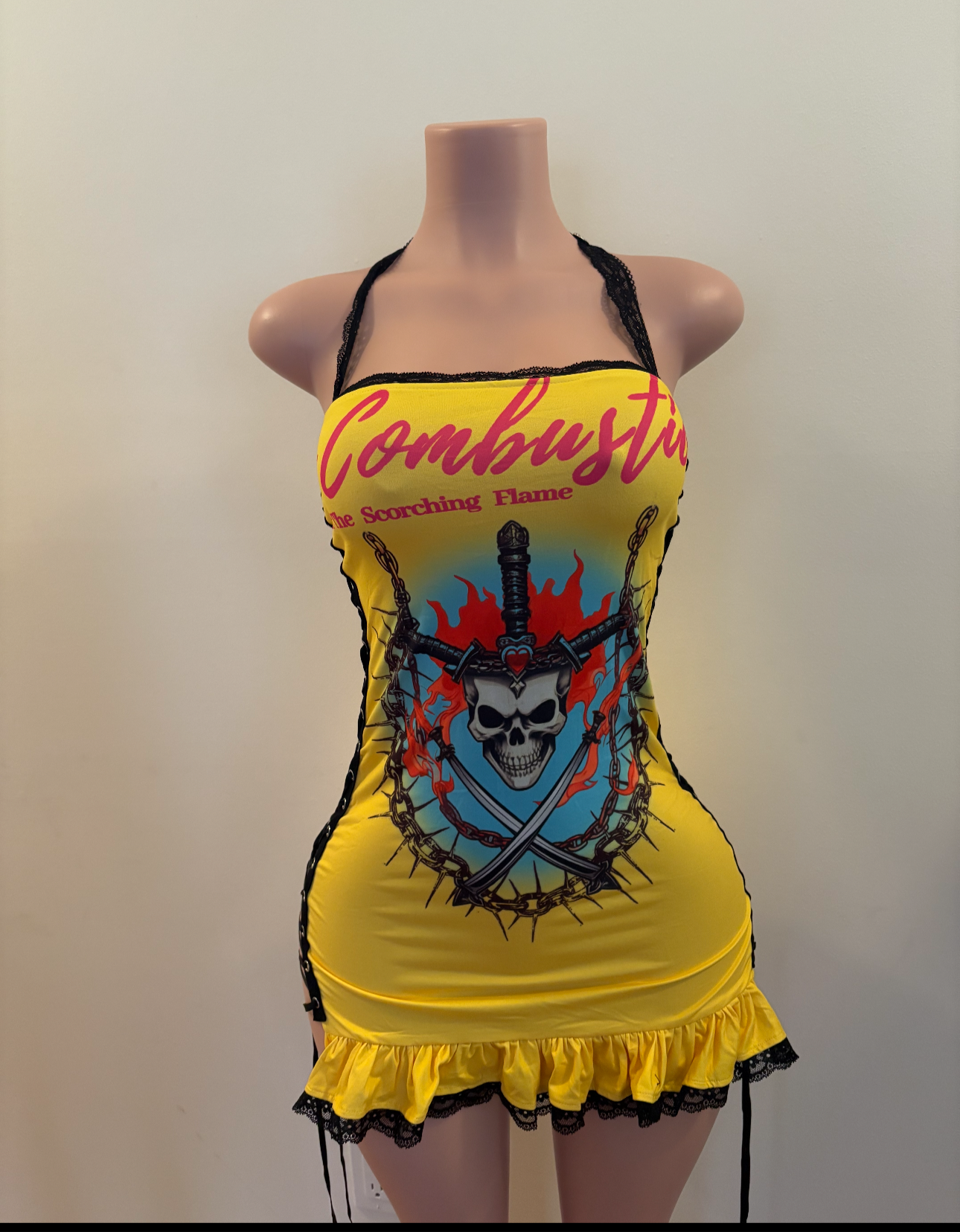 Yellow “Combustion” Graphic Dress