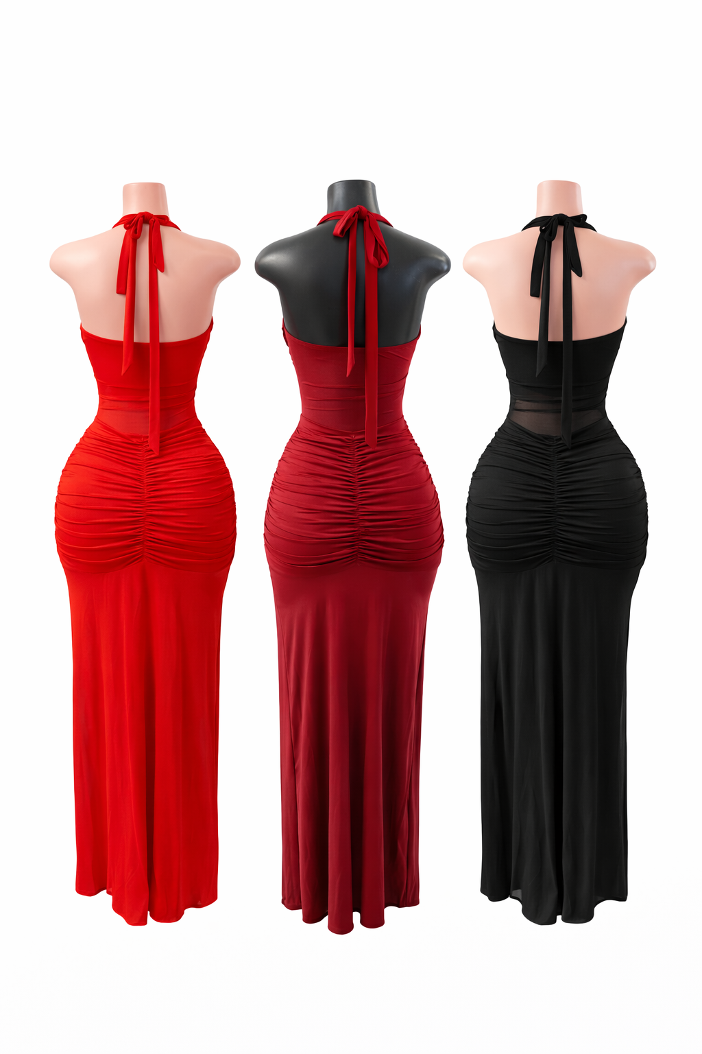 Twist Front Mesh Maxi Dress