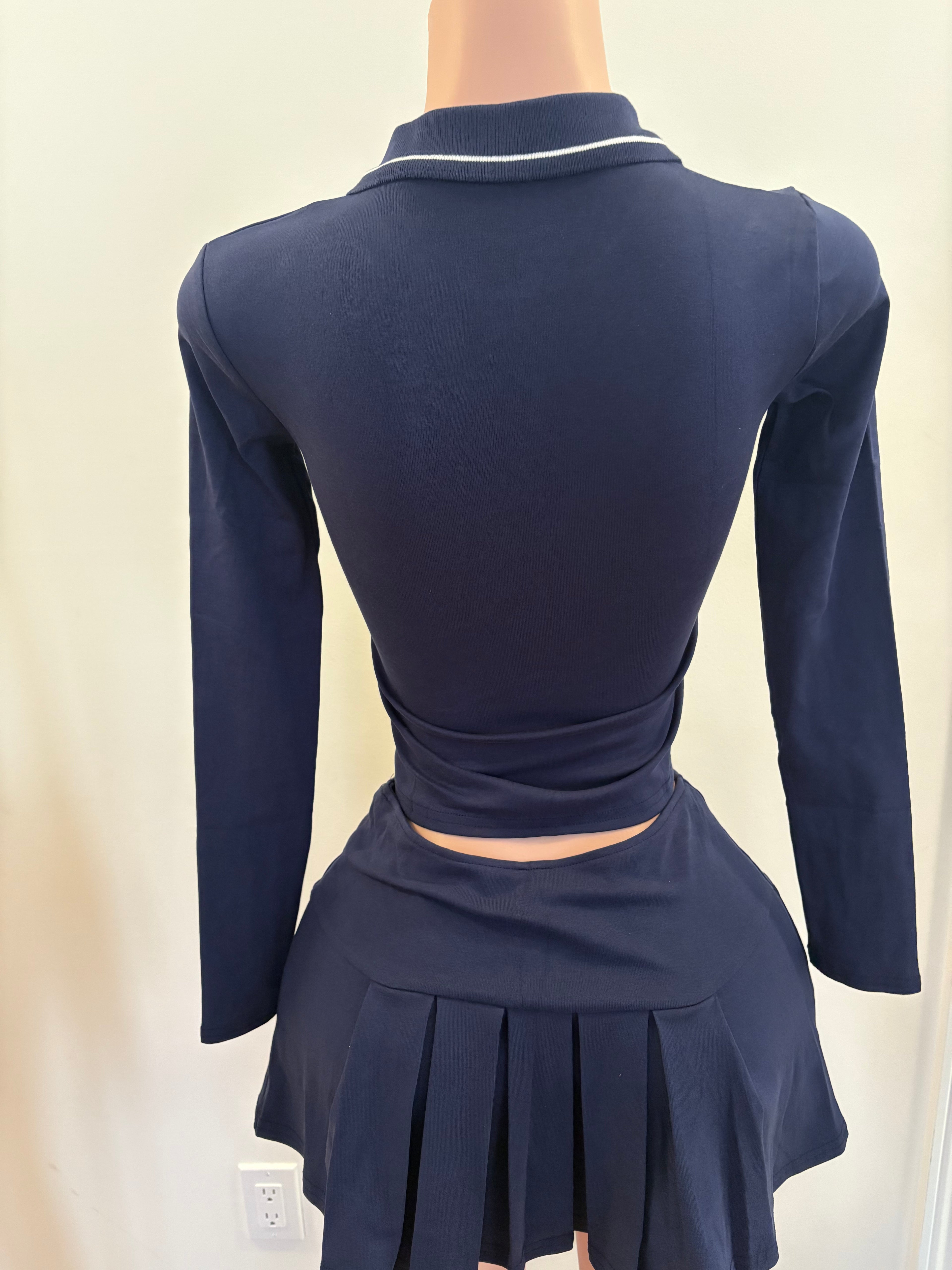 Navy Pleated Tennis Skirt Set