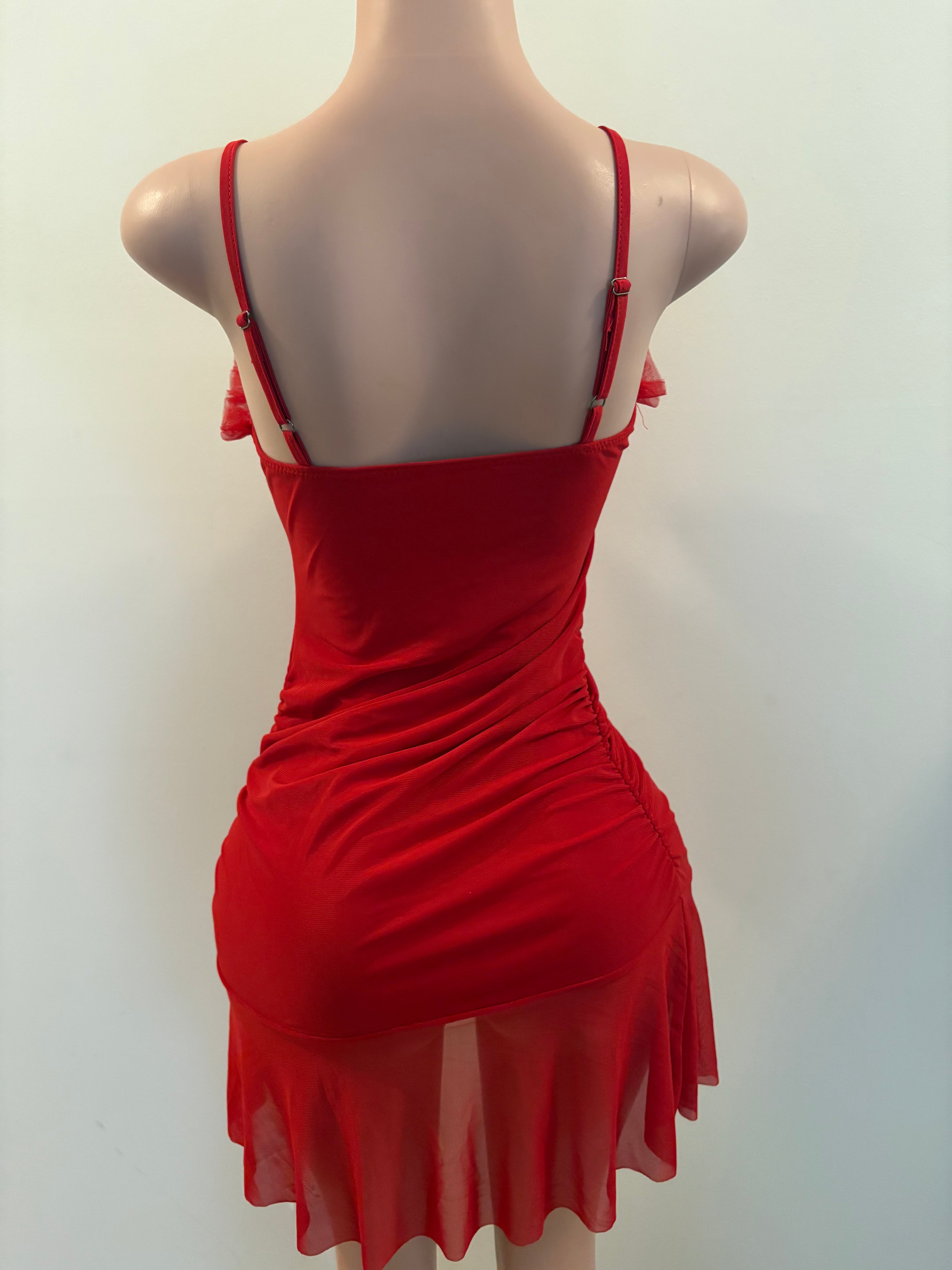Ruffle Me Up Red Mini Dress