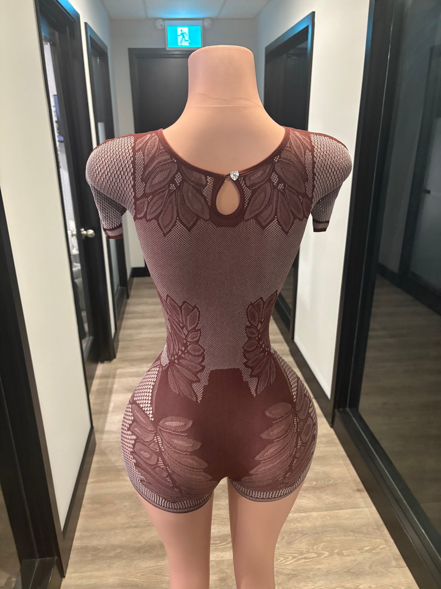 Midnight Cocoa Lace Romper
