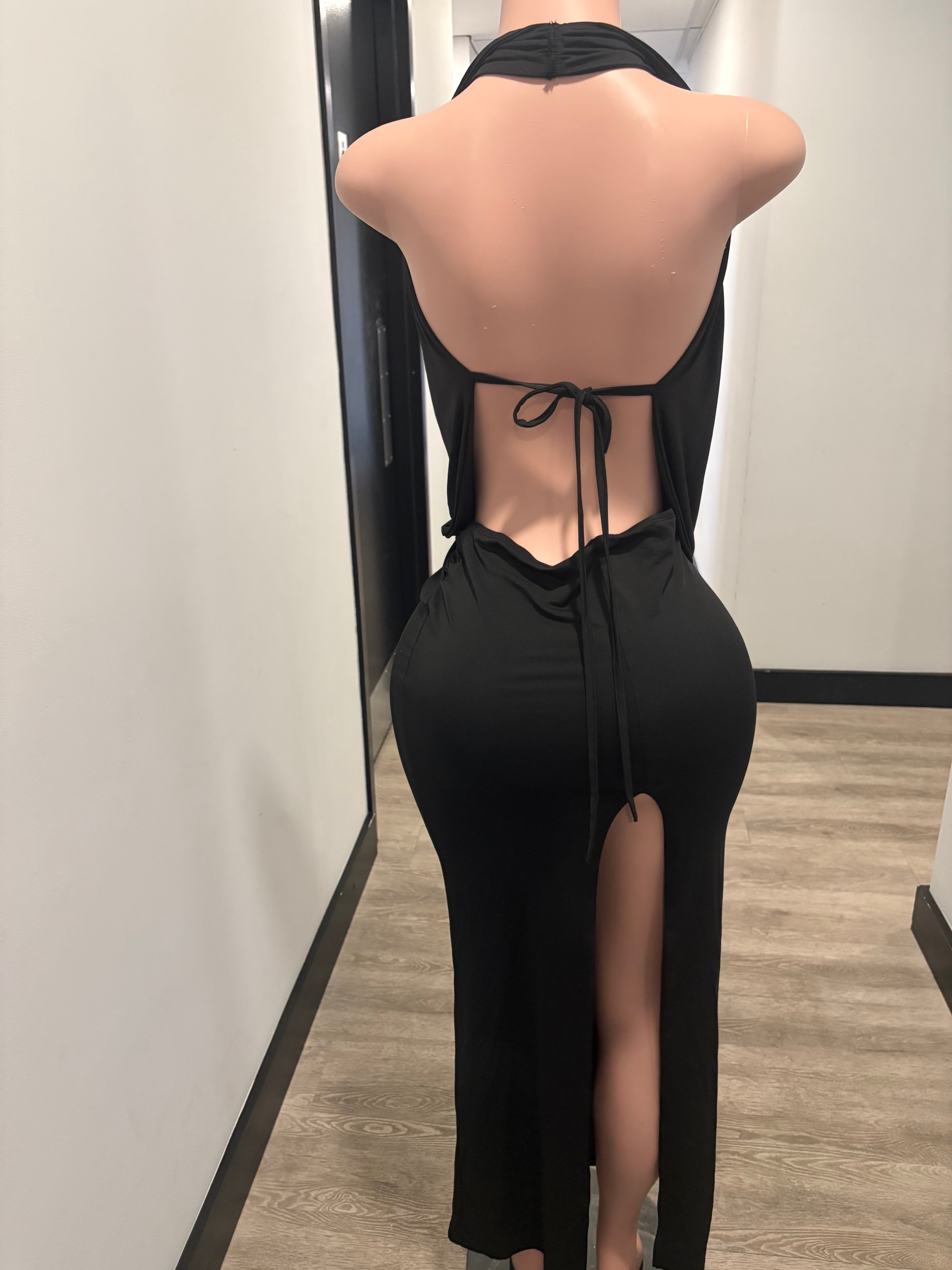 Black Plunge Maxi Dress