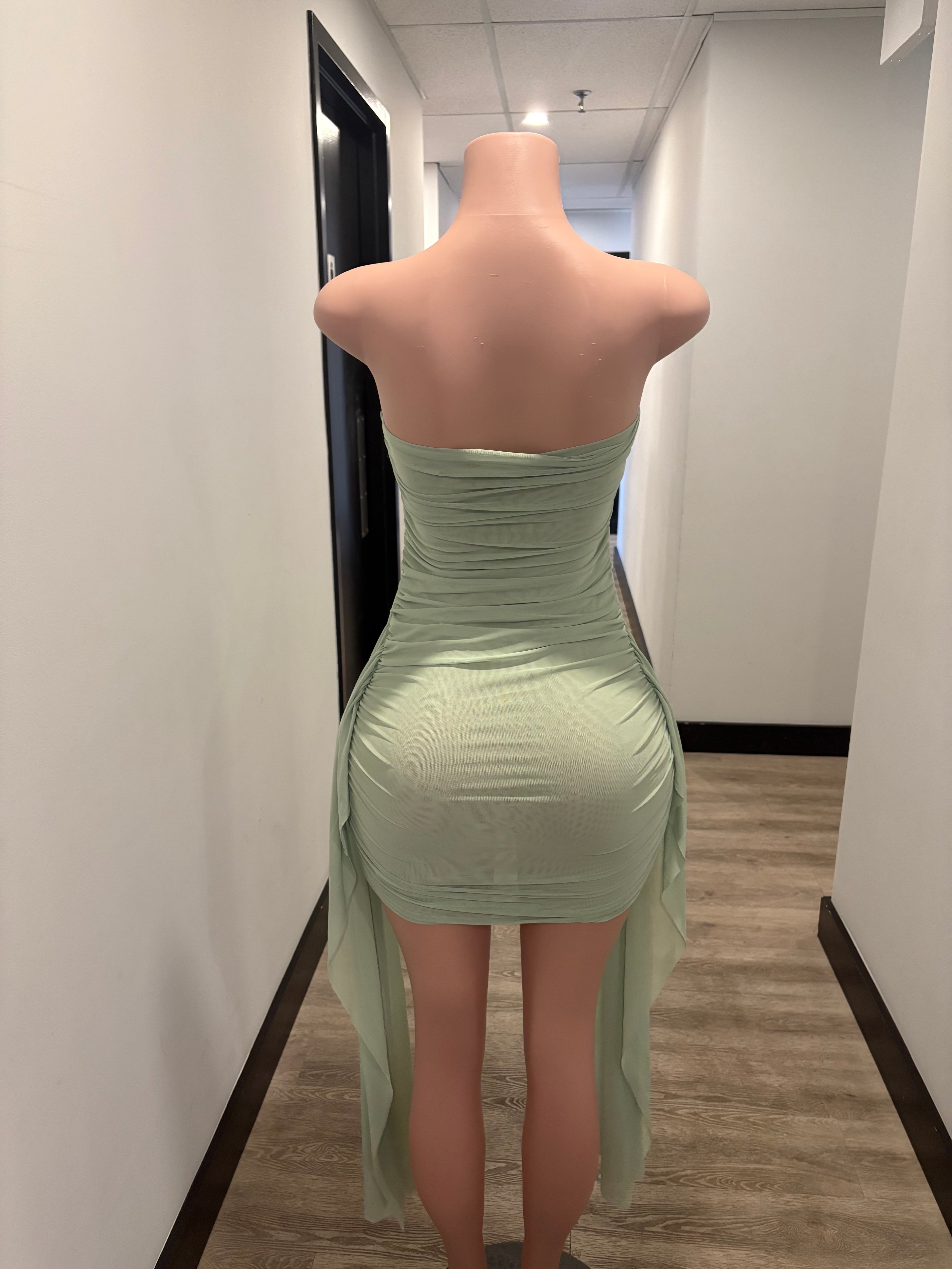 💚 Mint Mesh Sleeve Dress
