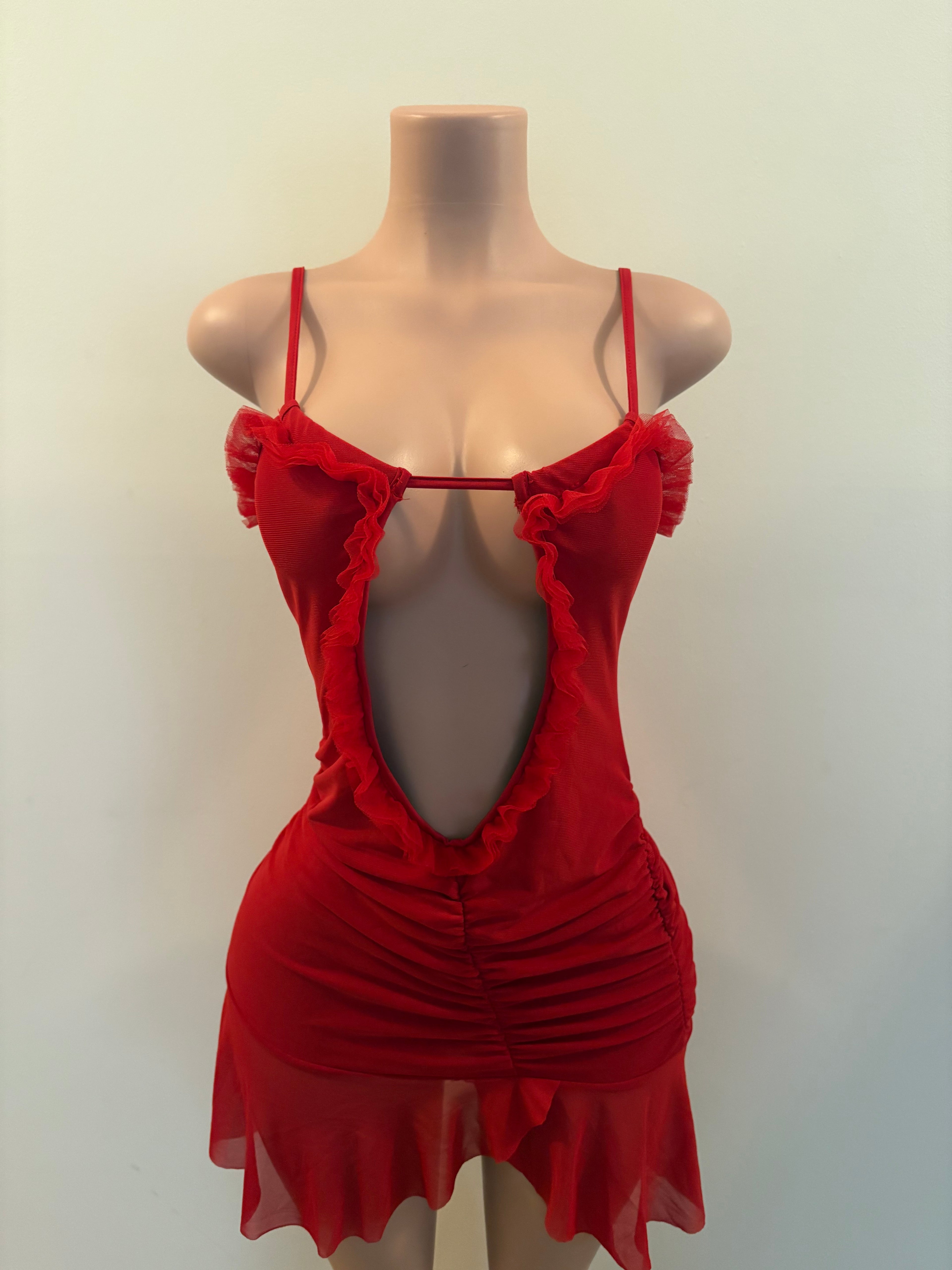 Ruffle Me Up Red Mini Dress