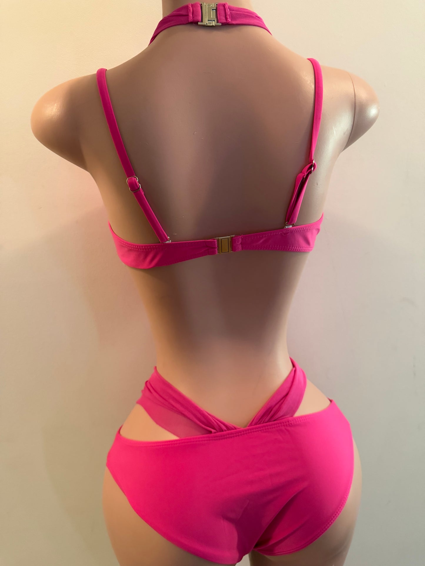 Ivory Luxe Mesh Monokini Pink