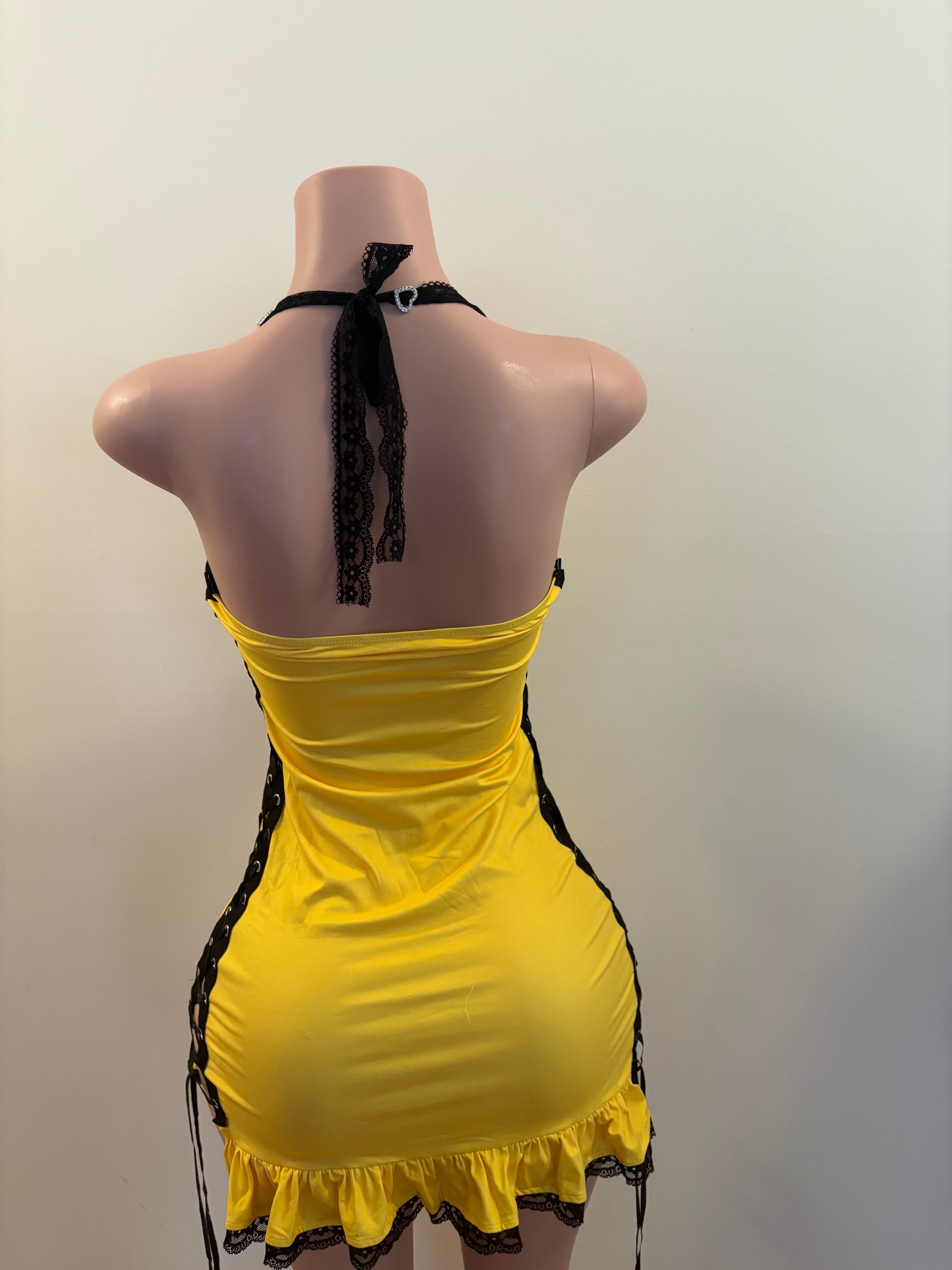 Yellow “Combustion” Graphic Dress