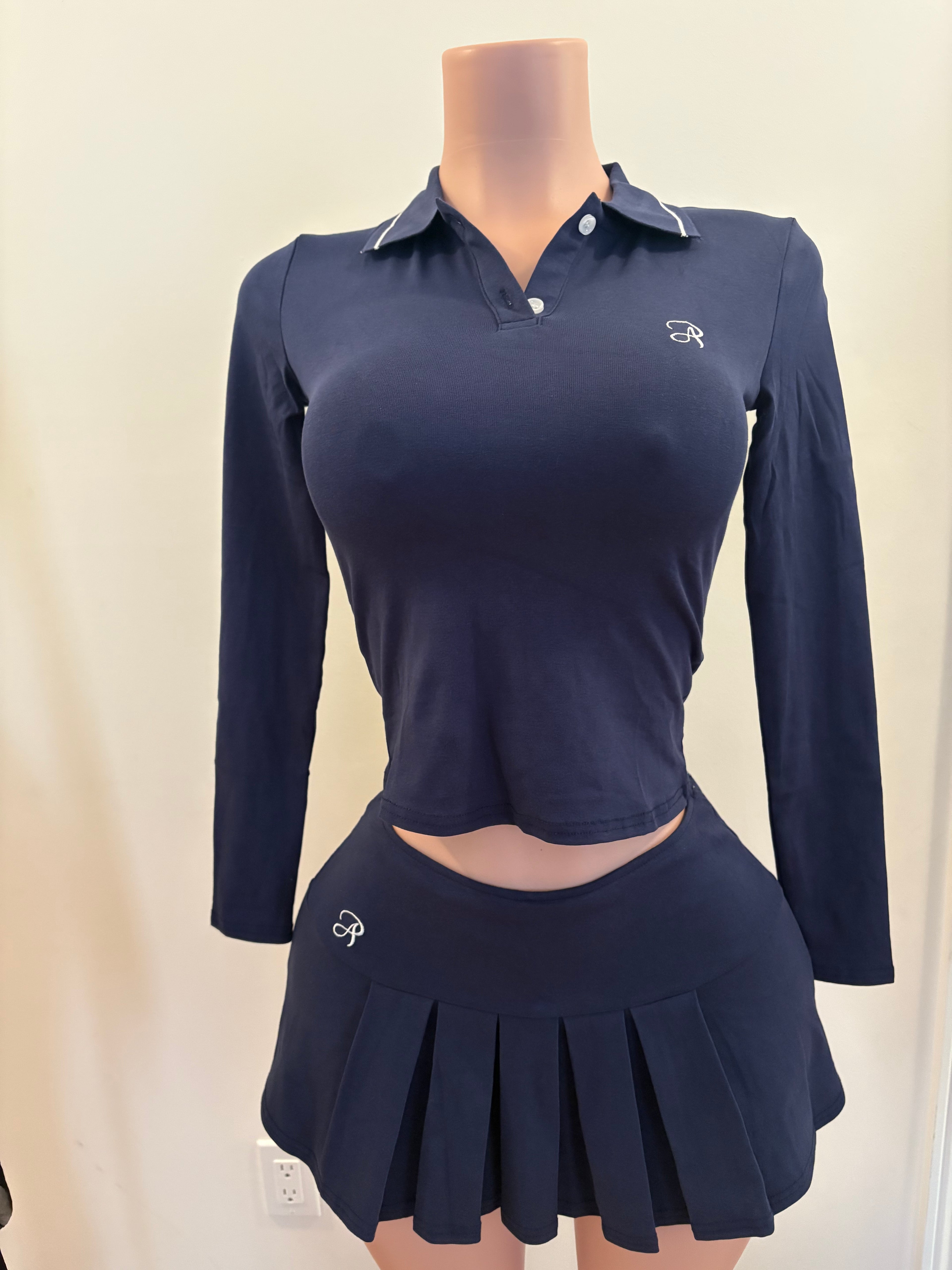 Navy Pleated Tennis Skirt Set