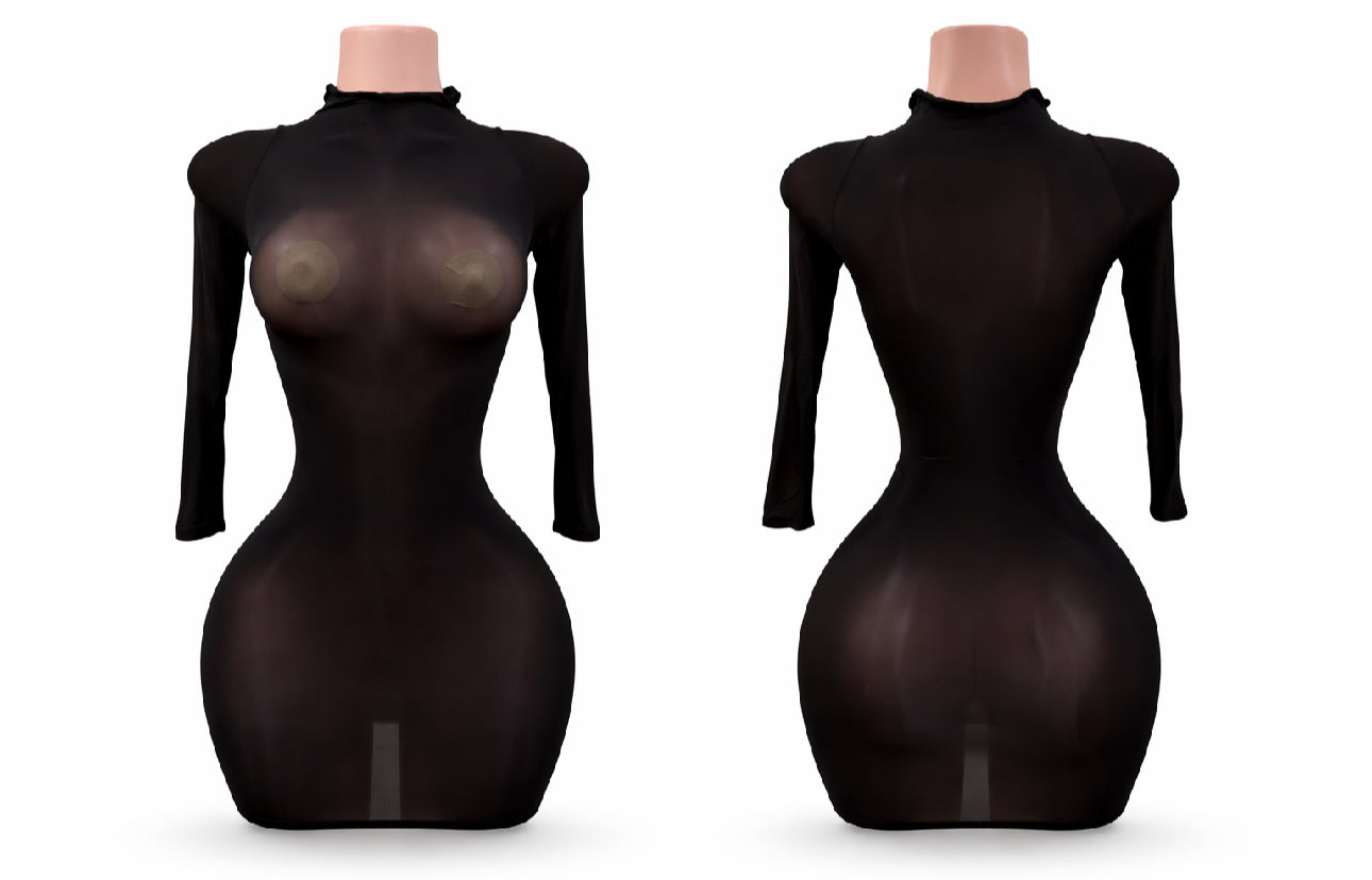 Midnight Mesh Mini Dress