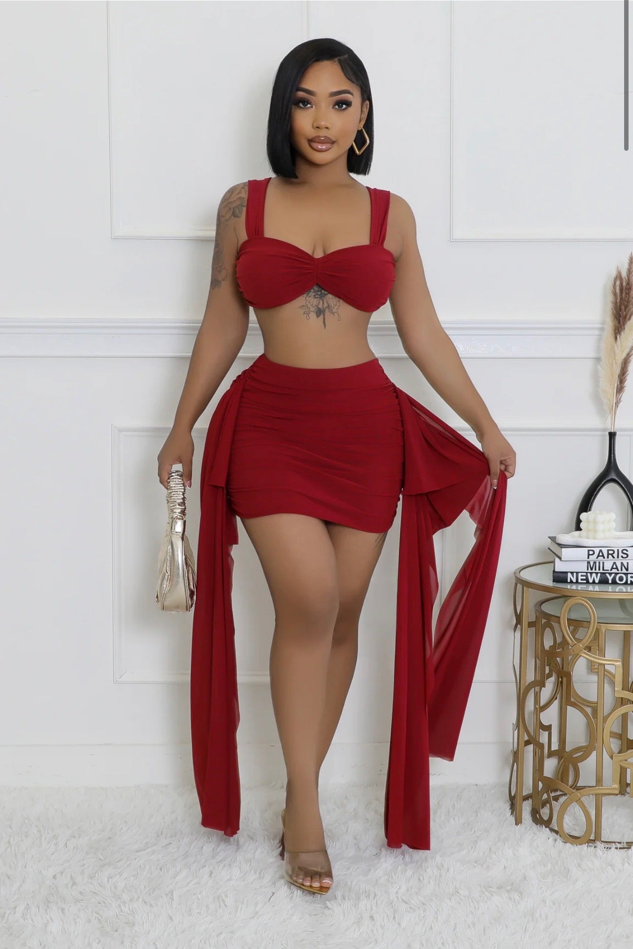 Scarlet Seduction Skirt Set