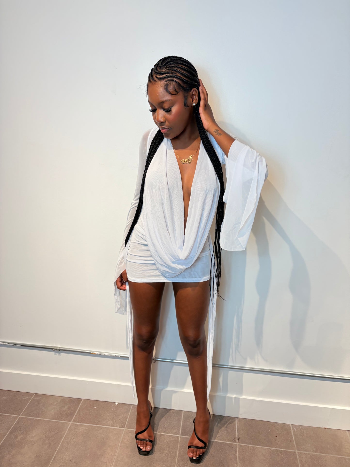White Drape Dress