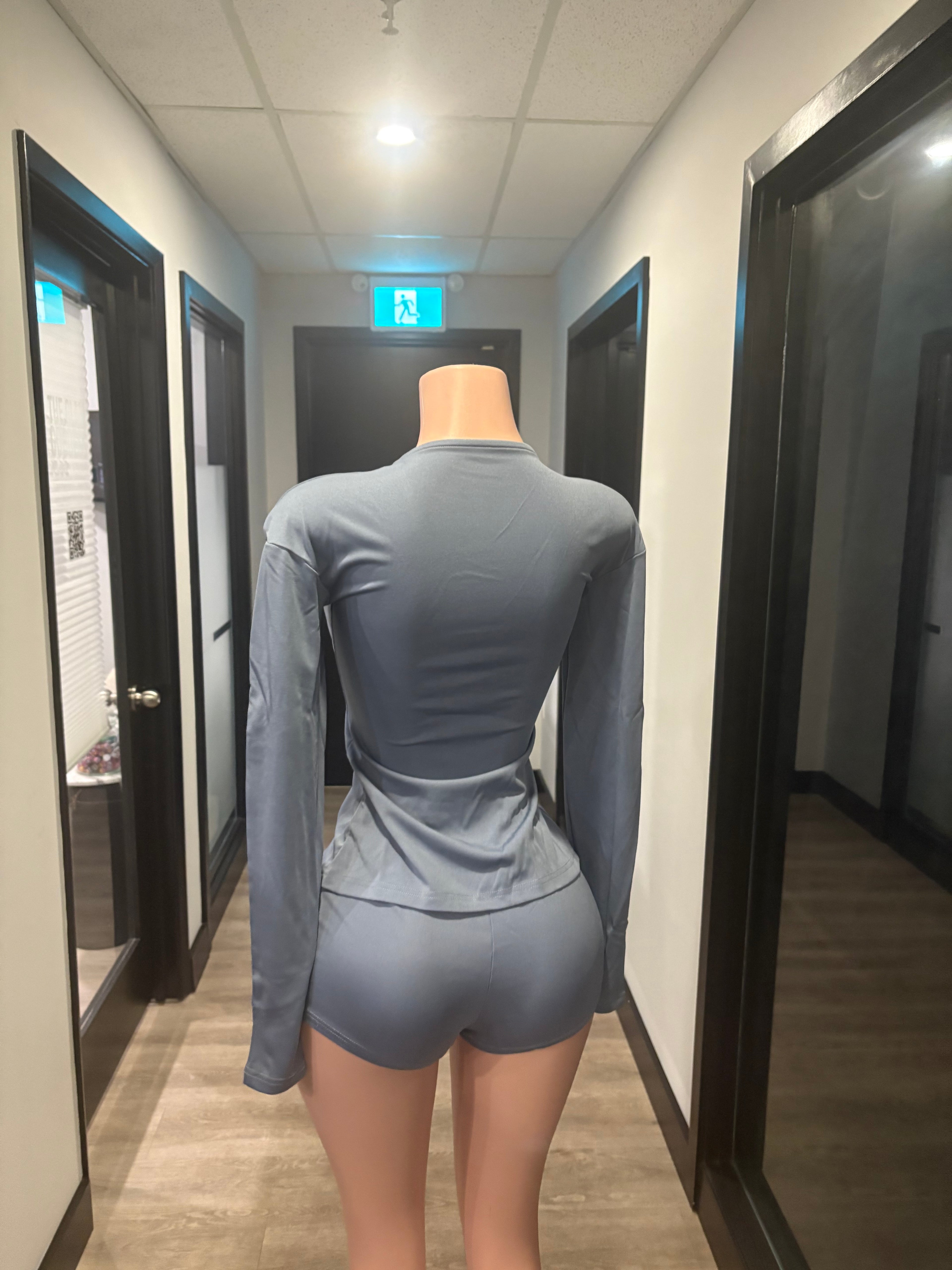 Blue Button-Up Lounge Set