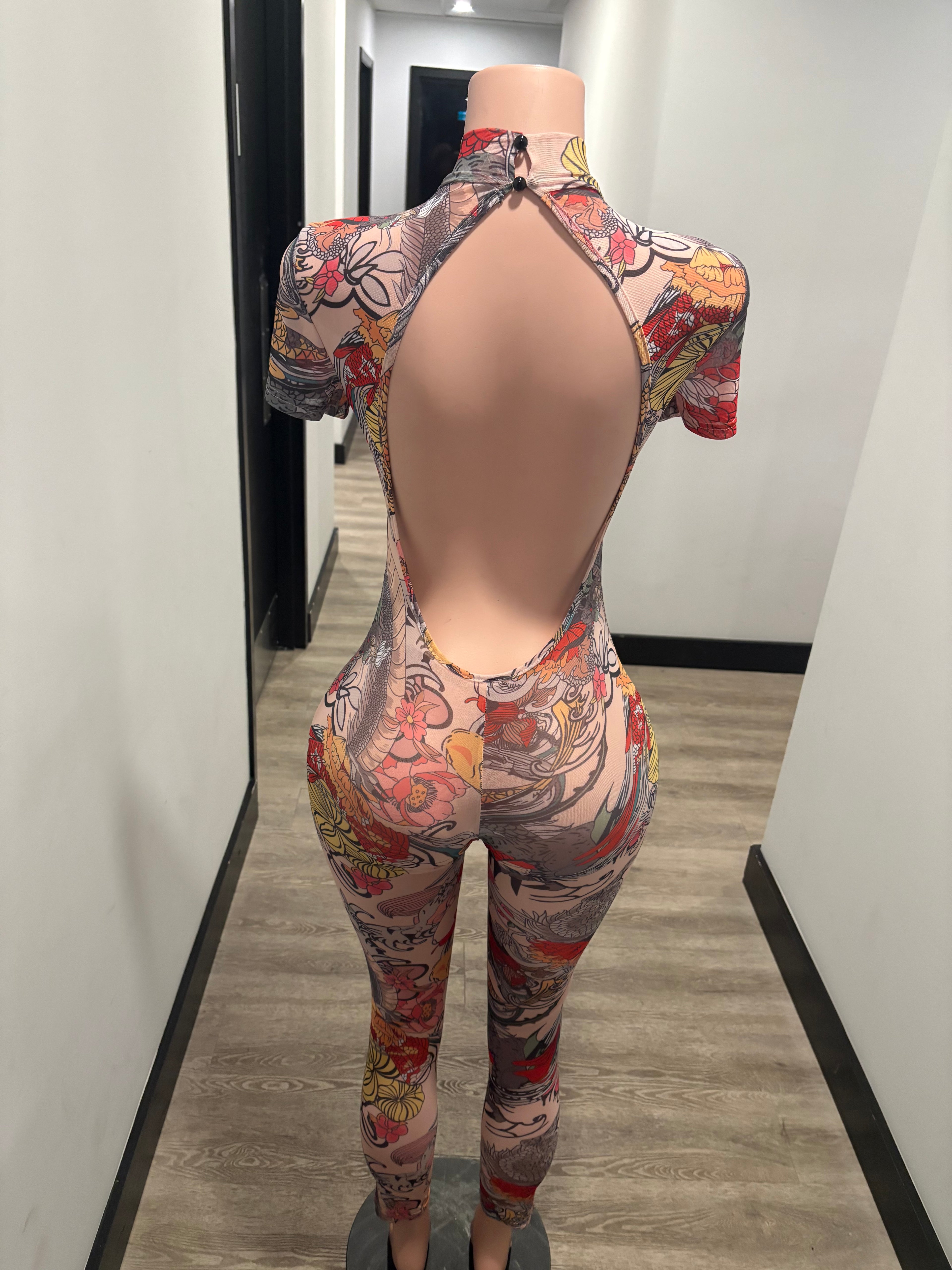 Tattoo Body Mesh Jumpsuit