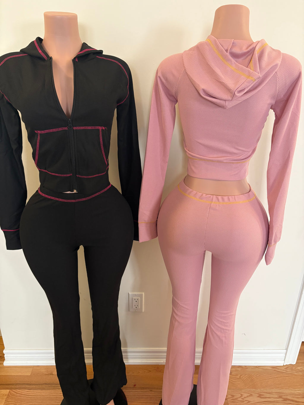 ✨ Contrast Stitch Hoodie Set
