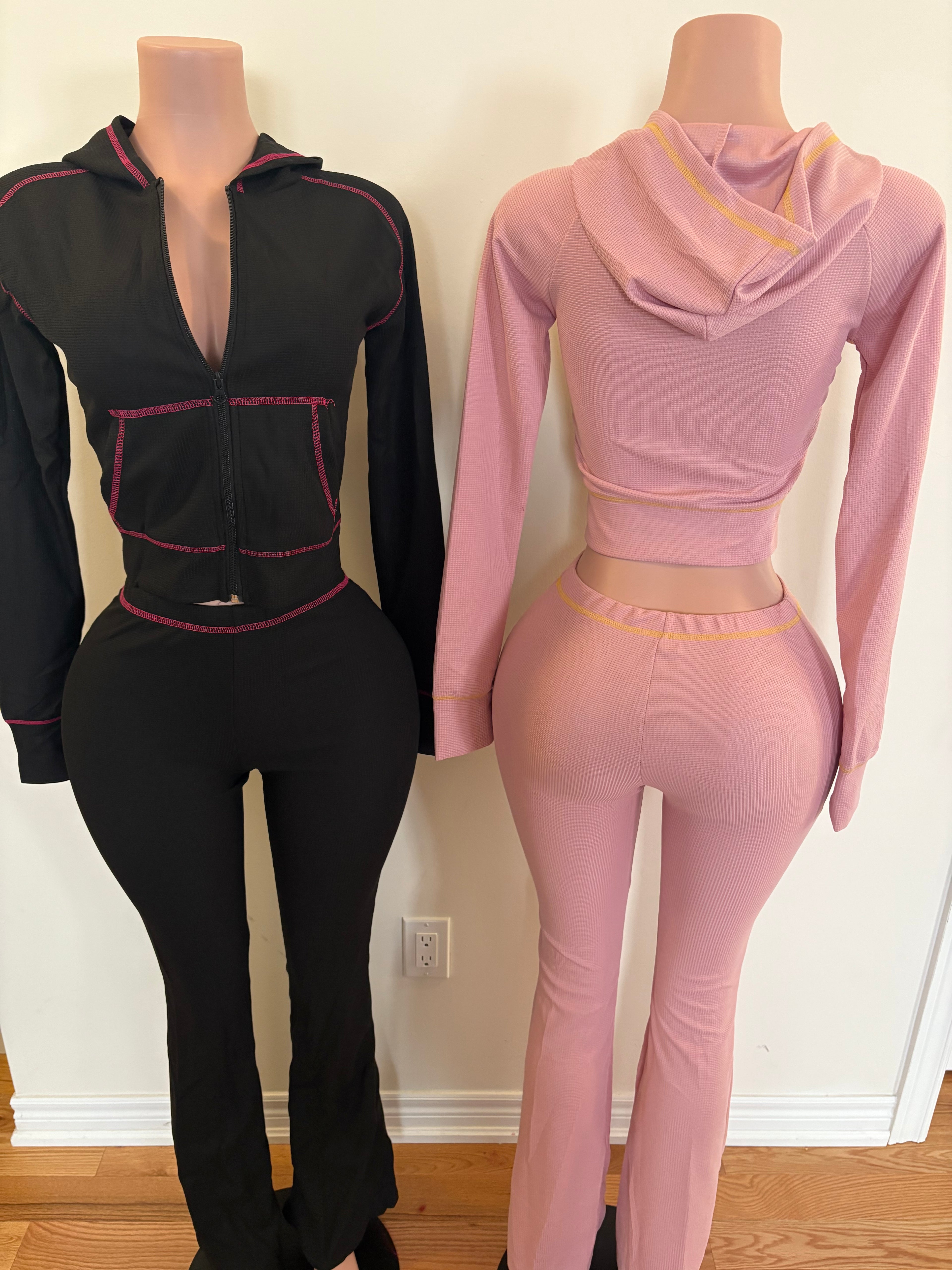 ✨ Contrast Stitch Hoodie Set