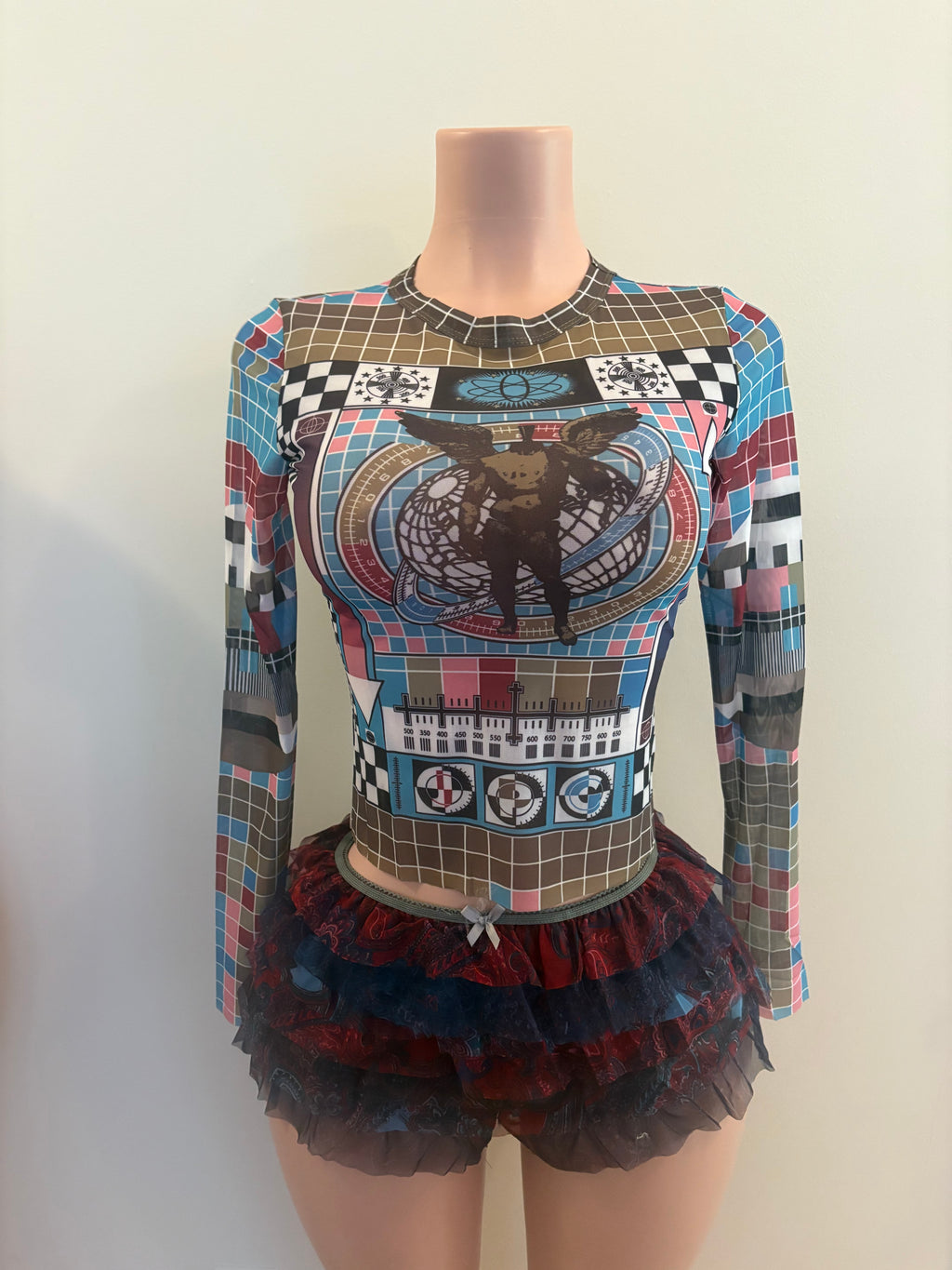 Graphic Mesh Long Sleeve Set