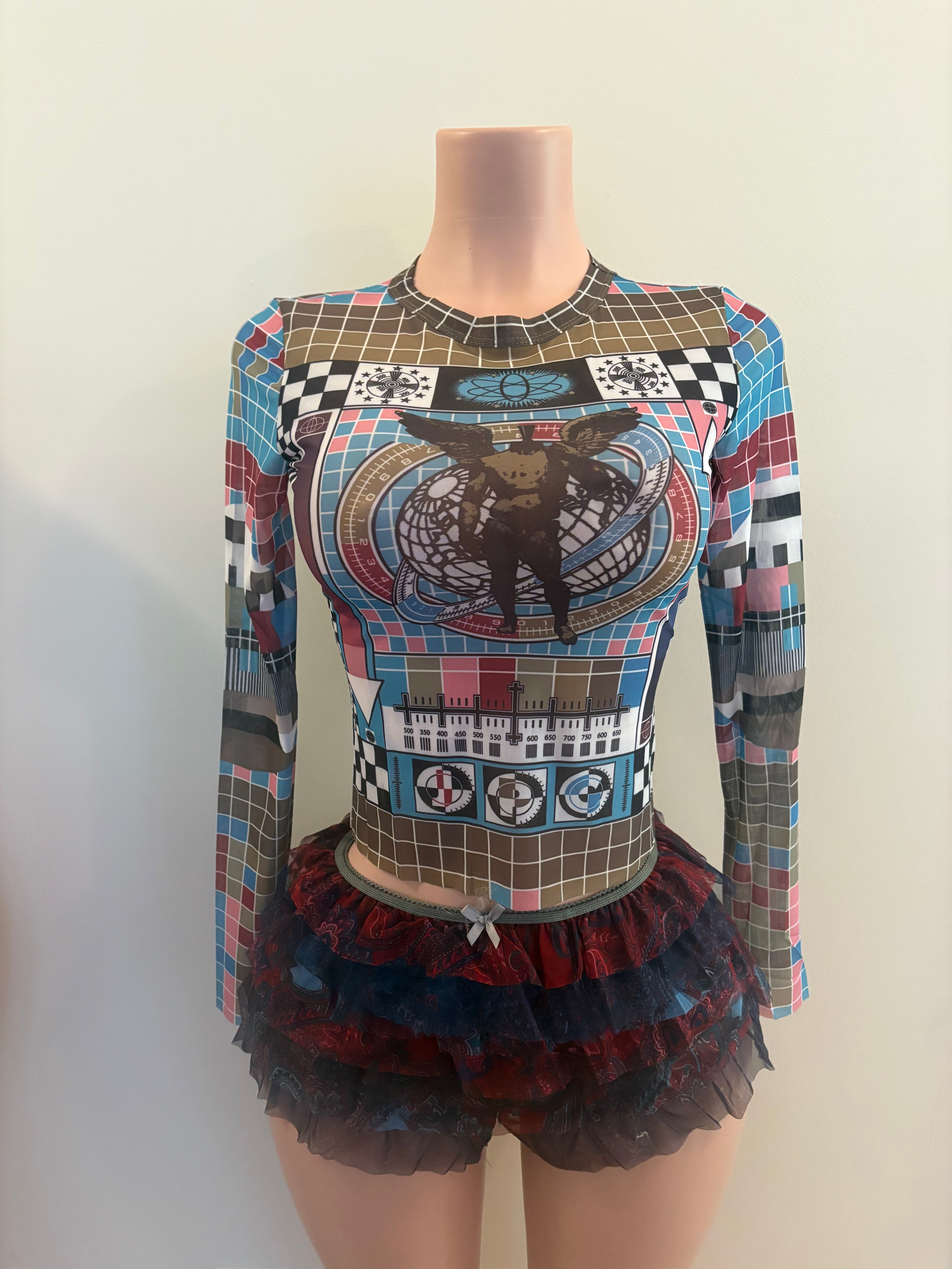 Graphic Mesh Long Sleeve Set