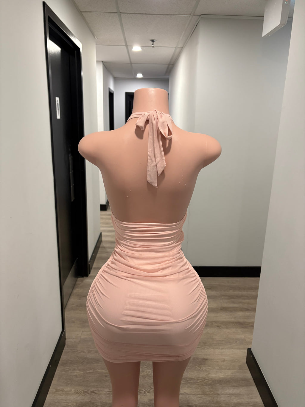 Pink Drape-Front Bodycon Dress