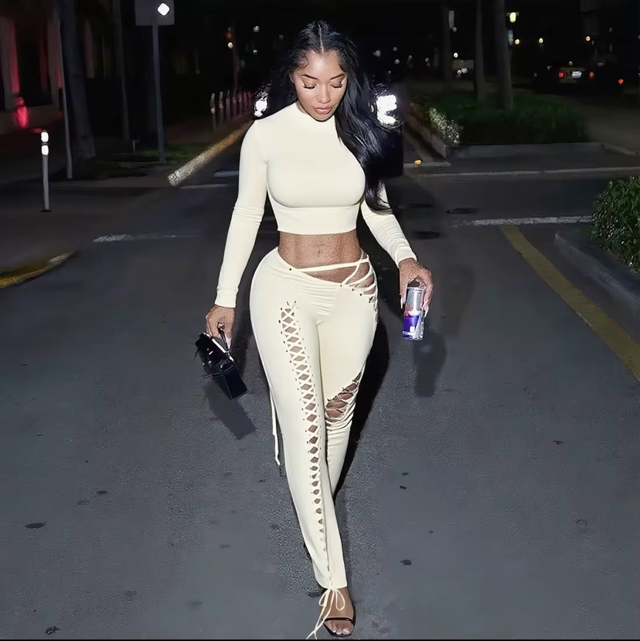 Lace Me Right Set (White )