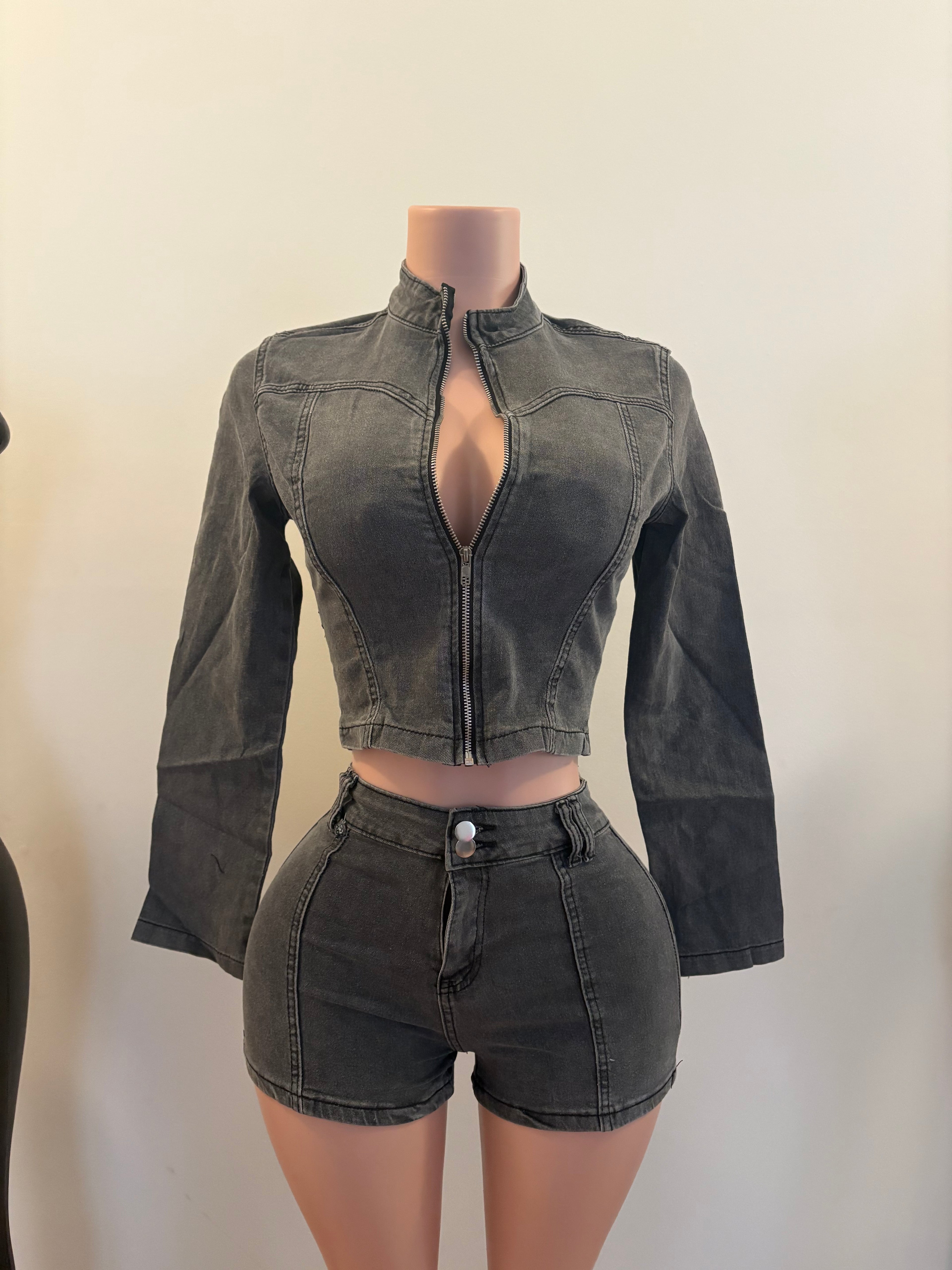 Denim Zip-Up Set