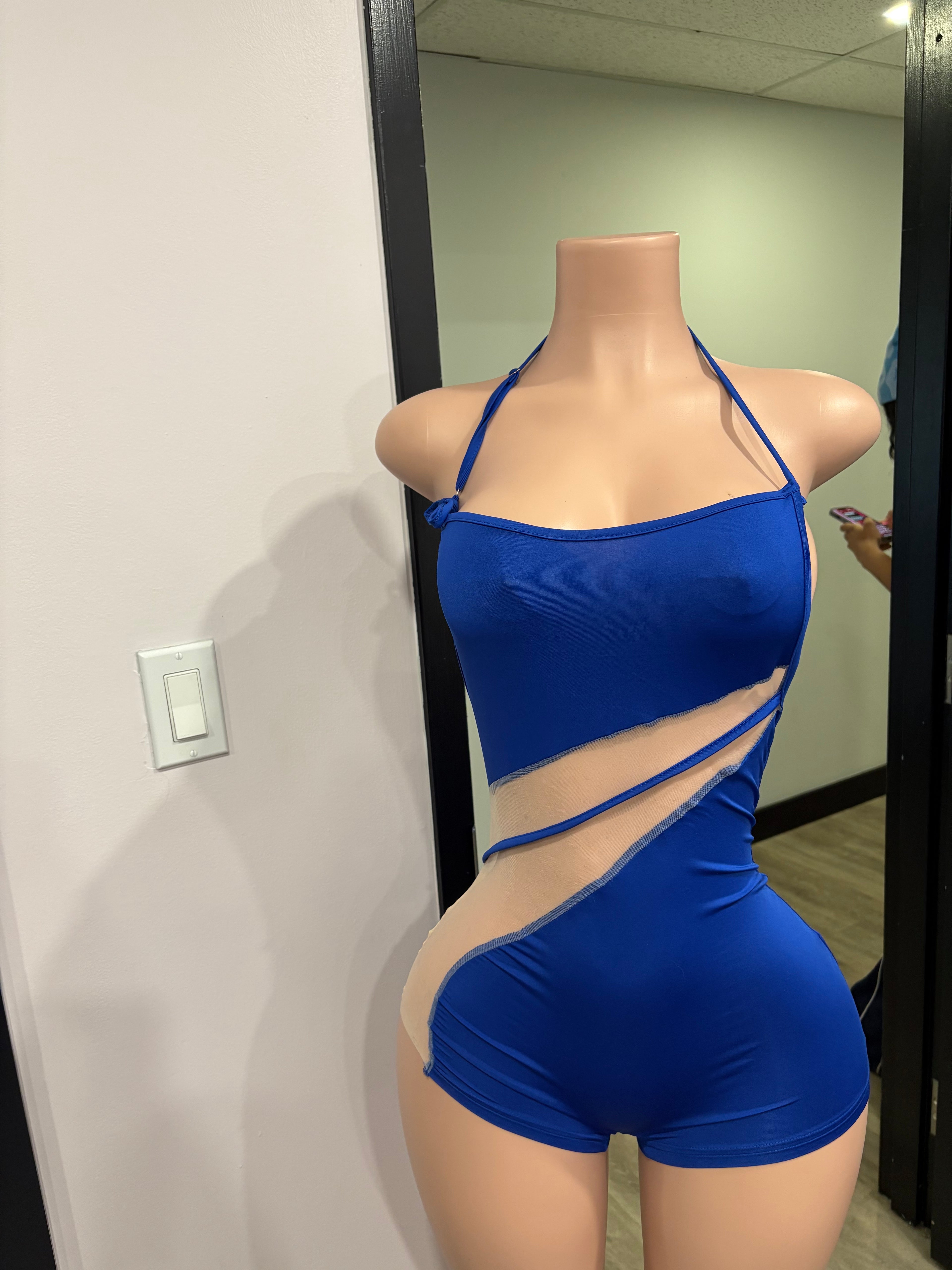 Royal Blue Mesh Romper