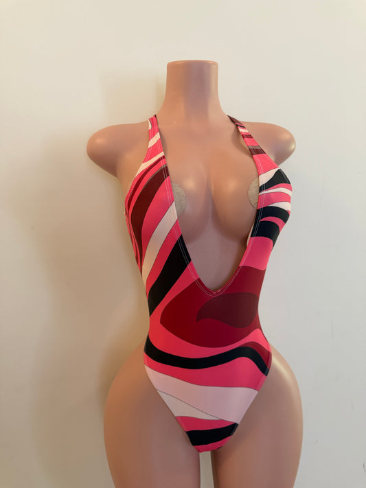 Pink Mirage Plunge One-Piece