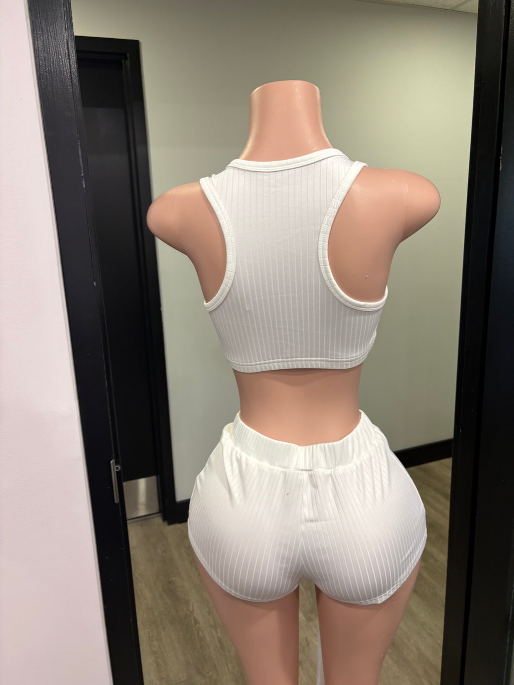 White Pinstripe 2-Piece Set