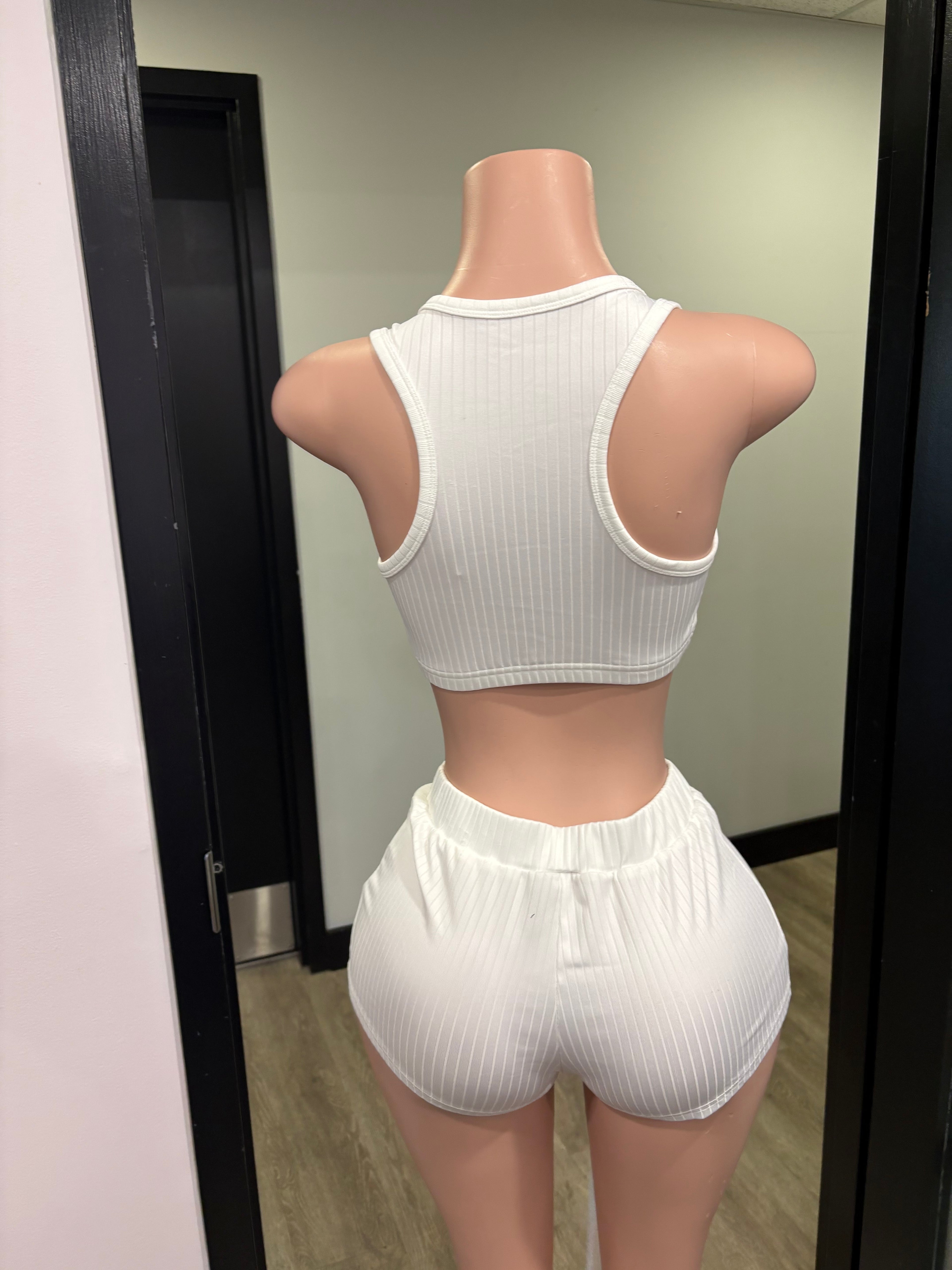 White Pinstripe 2-Piece Set