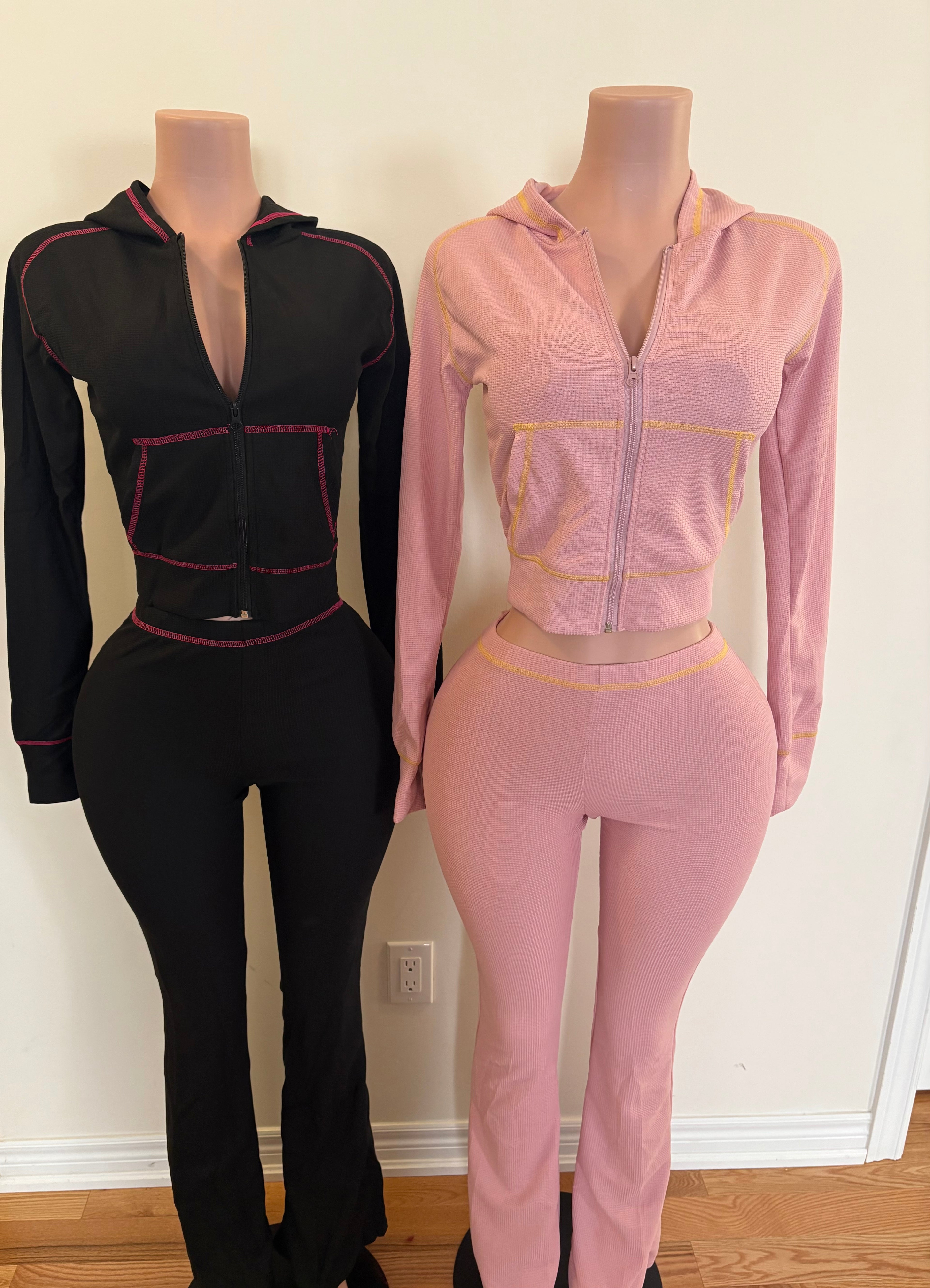 ✨ Contrast Stitch Hoodie Set