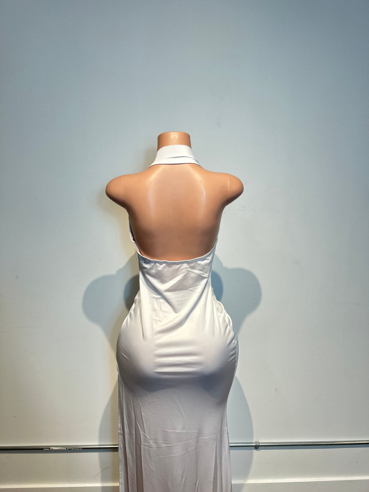 Satin Chain Halter Draped Dress