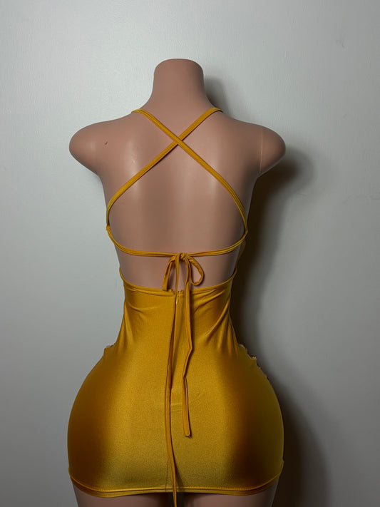 Gold Diamond Fantasy Mini Dress