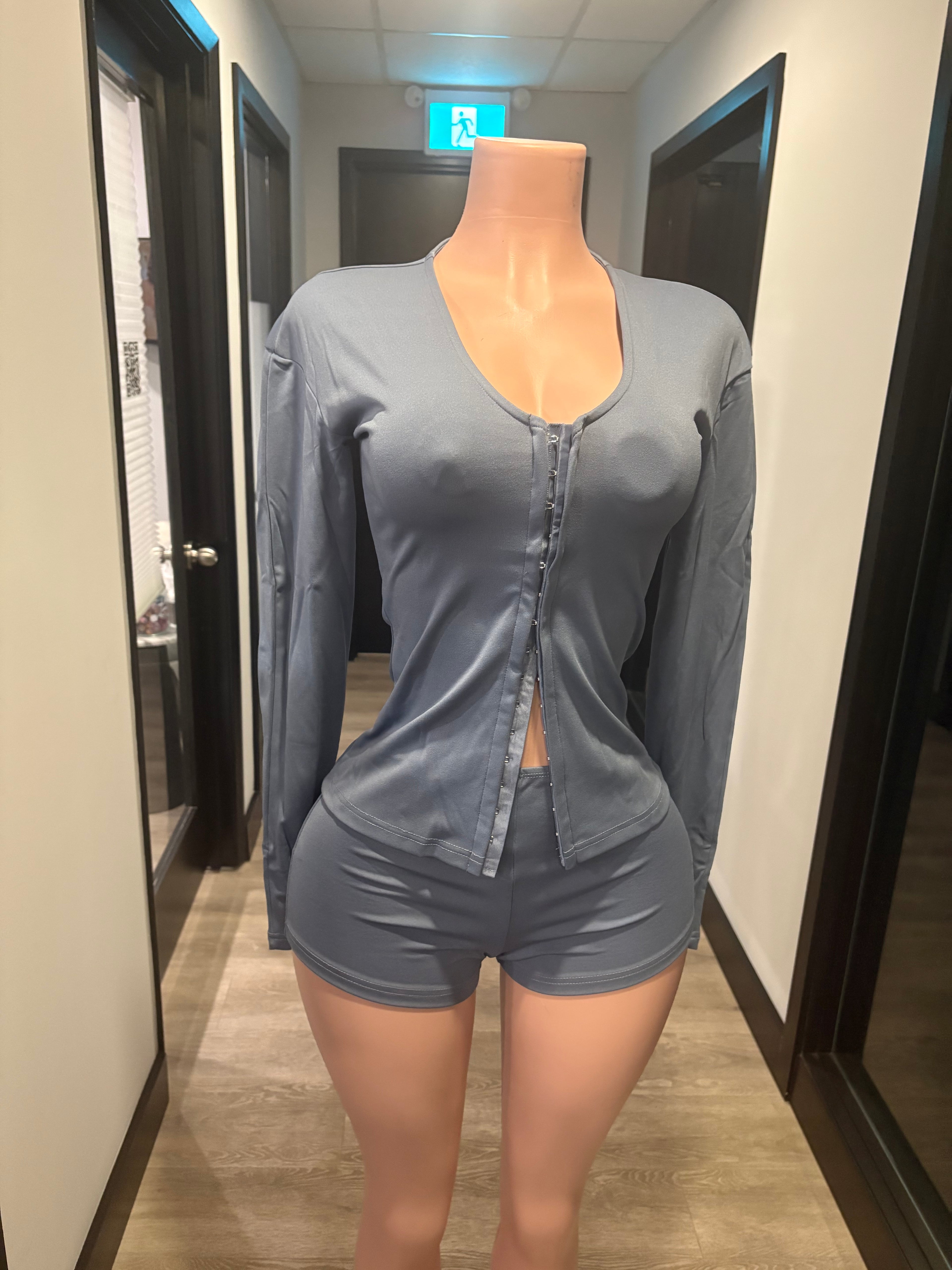 Blue Button-Up Lounge Set