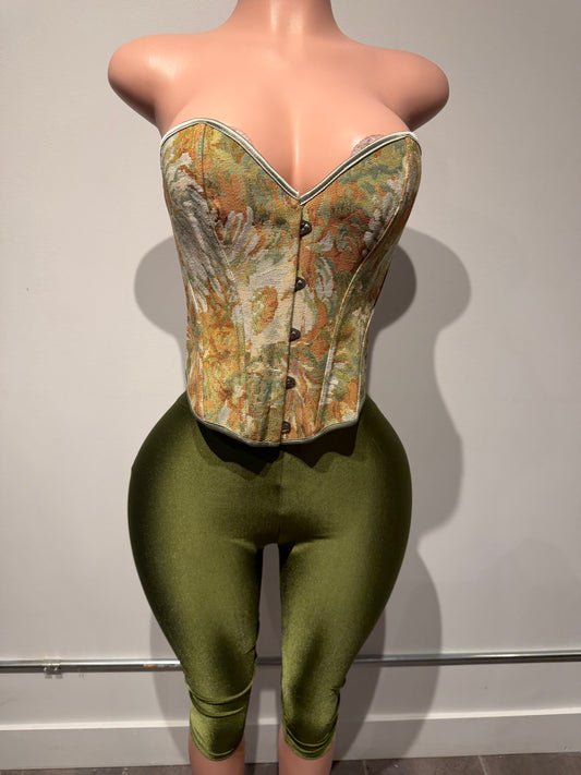 Olive Tapestry Corset Set