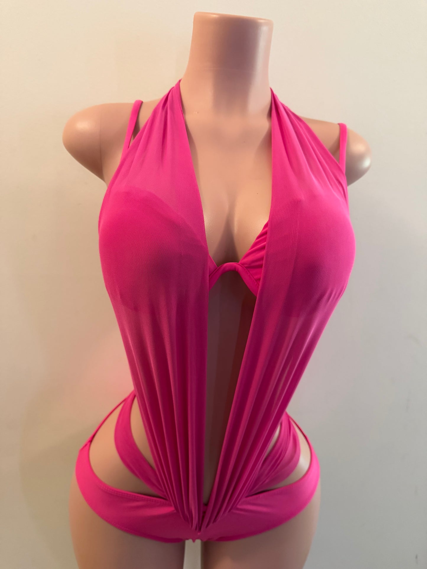 Ivory Luxe Mesh Monokini Pink