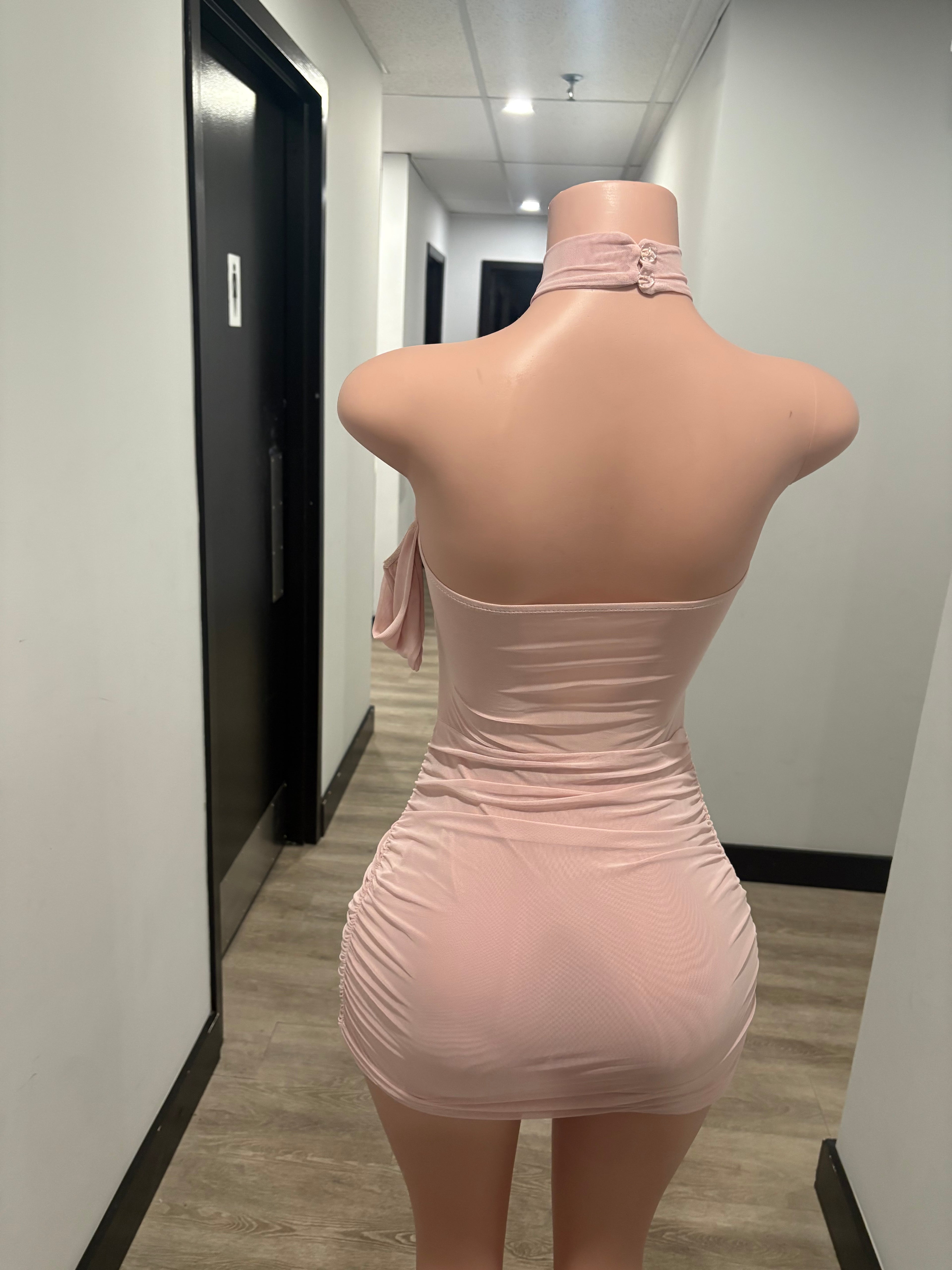 Blush Pink Wrap Mini Dress