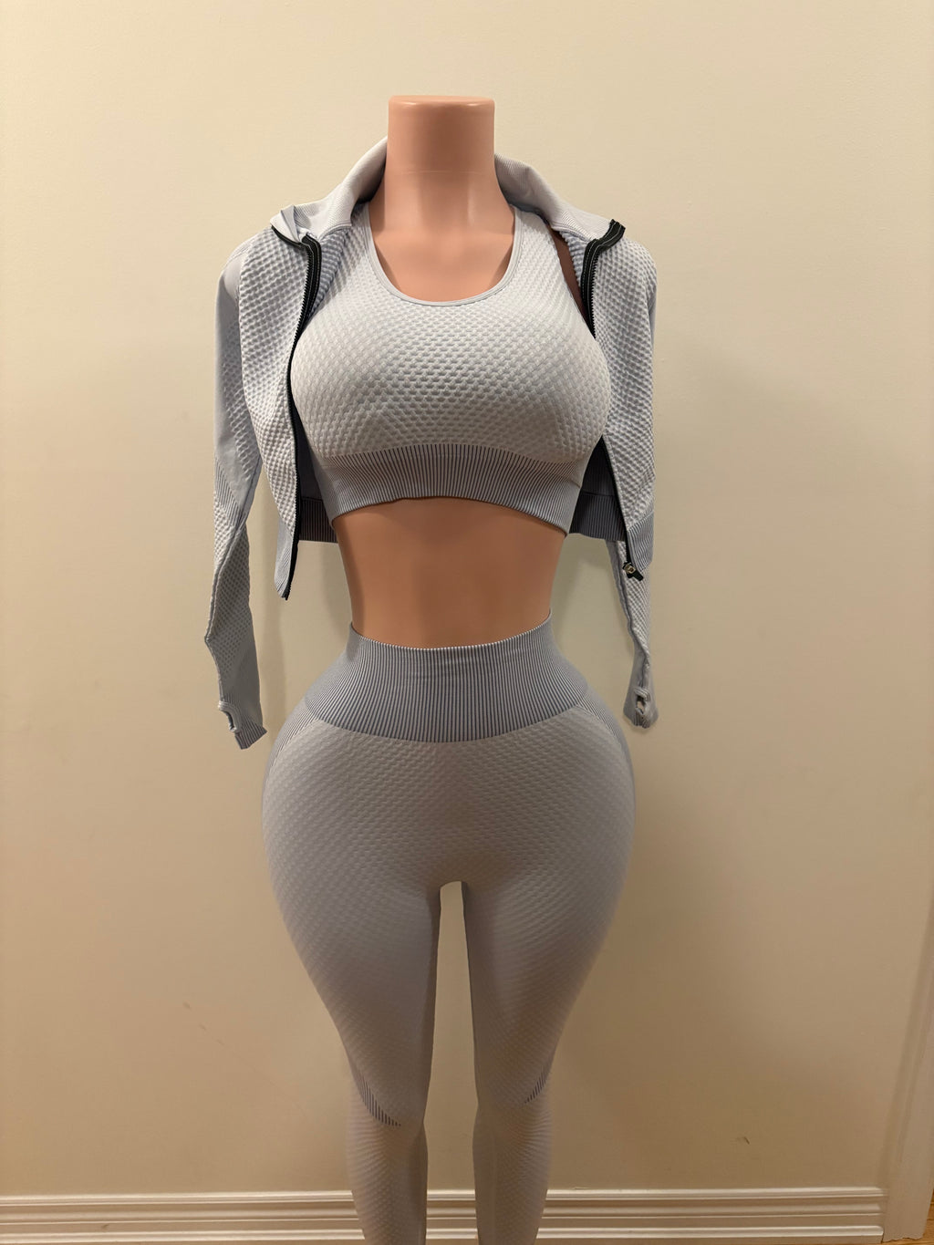 Textured 3-Piece Active Set – Grey