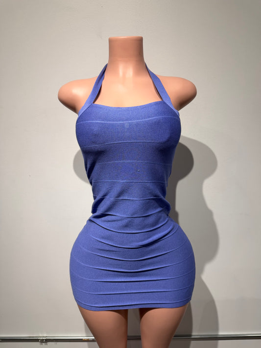 Blue Halter Mini Dress
