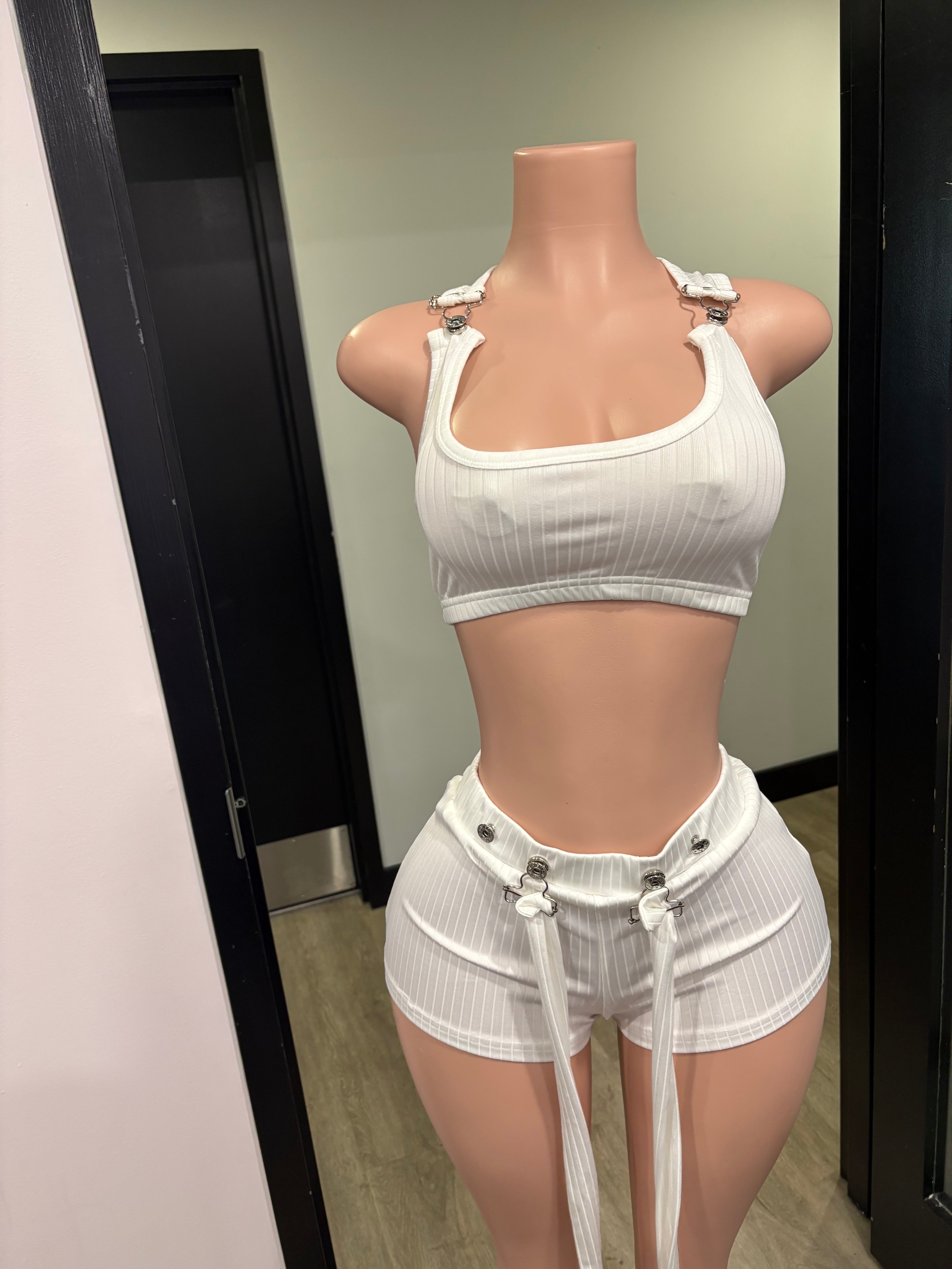 White Pinstripe 2-Piece Set