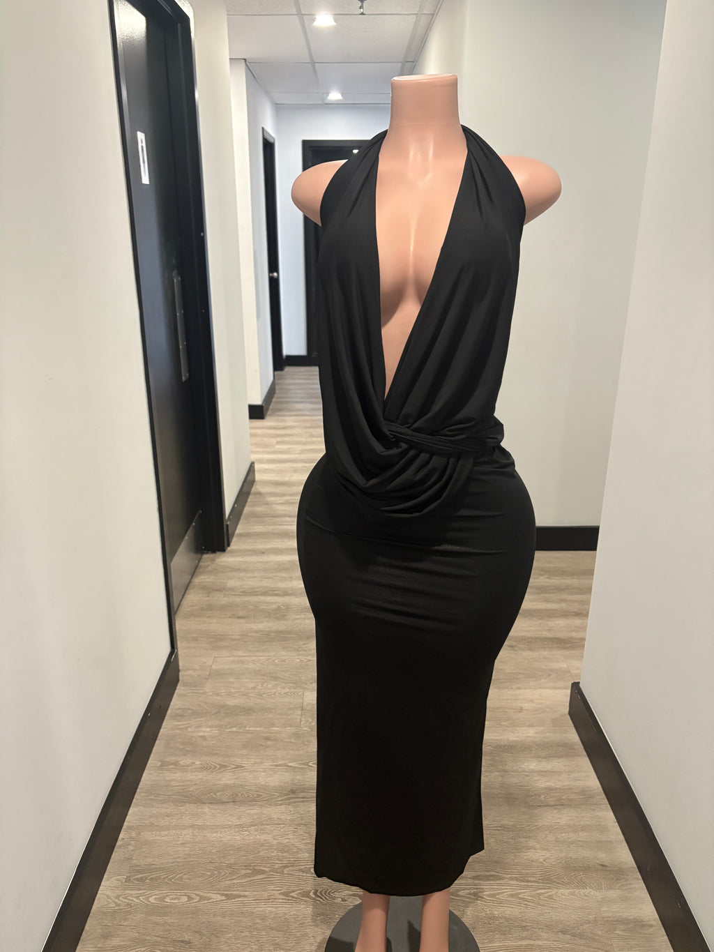 Black Plunge Maxi Dress