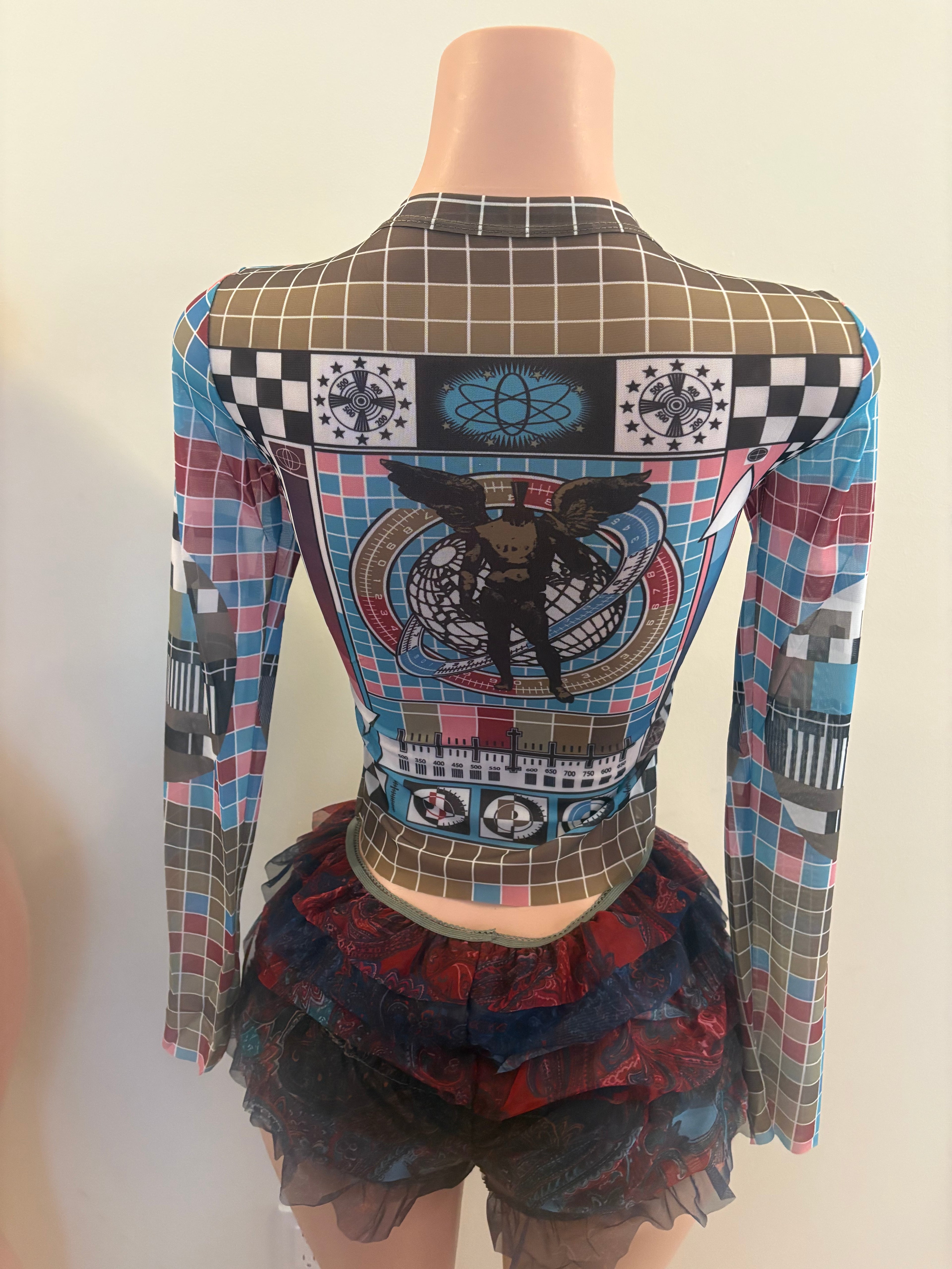 Graphic Mesh Long Sleeve Set