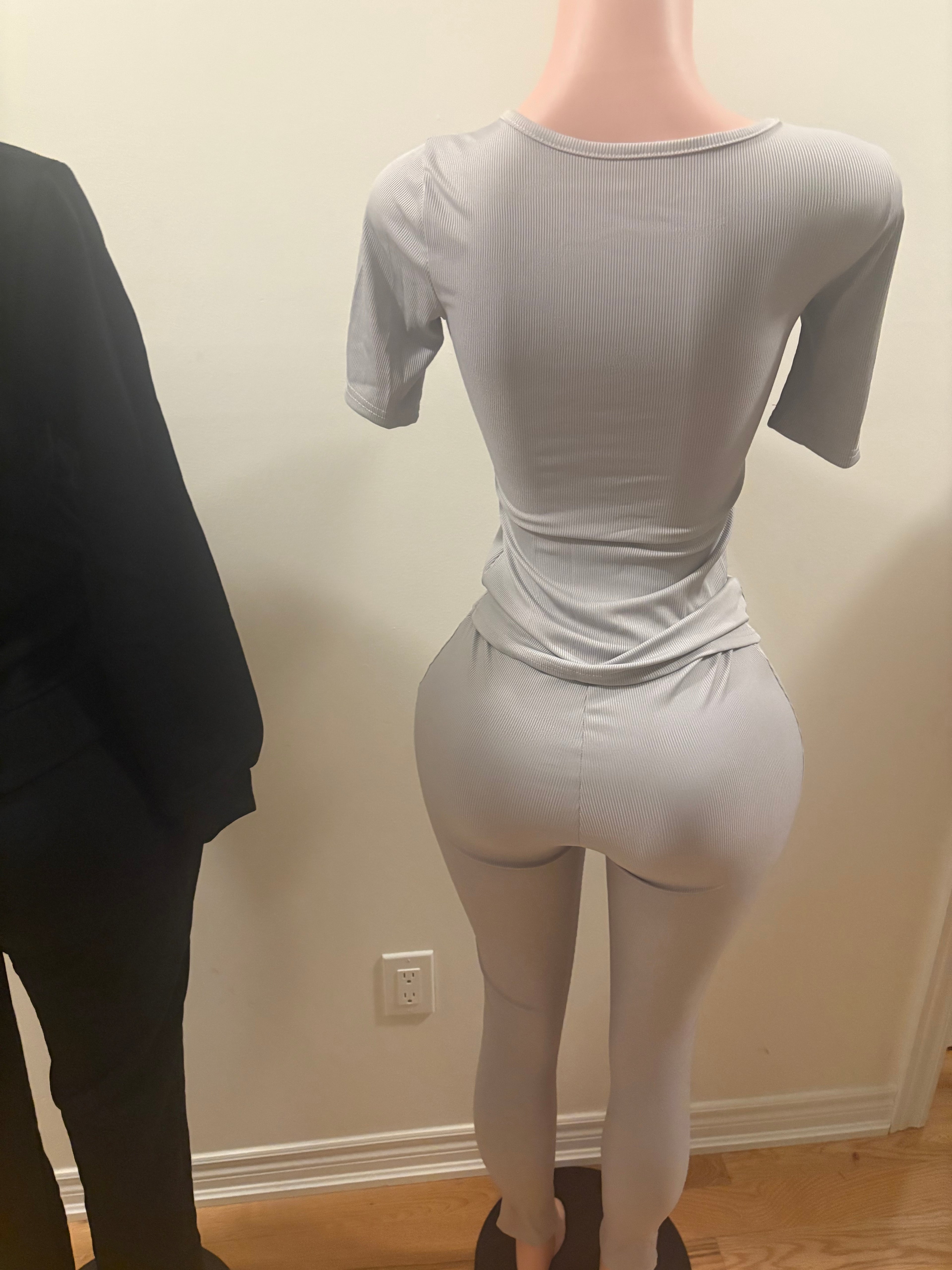 Smooth Motion Ribbed Set – Grey