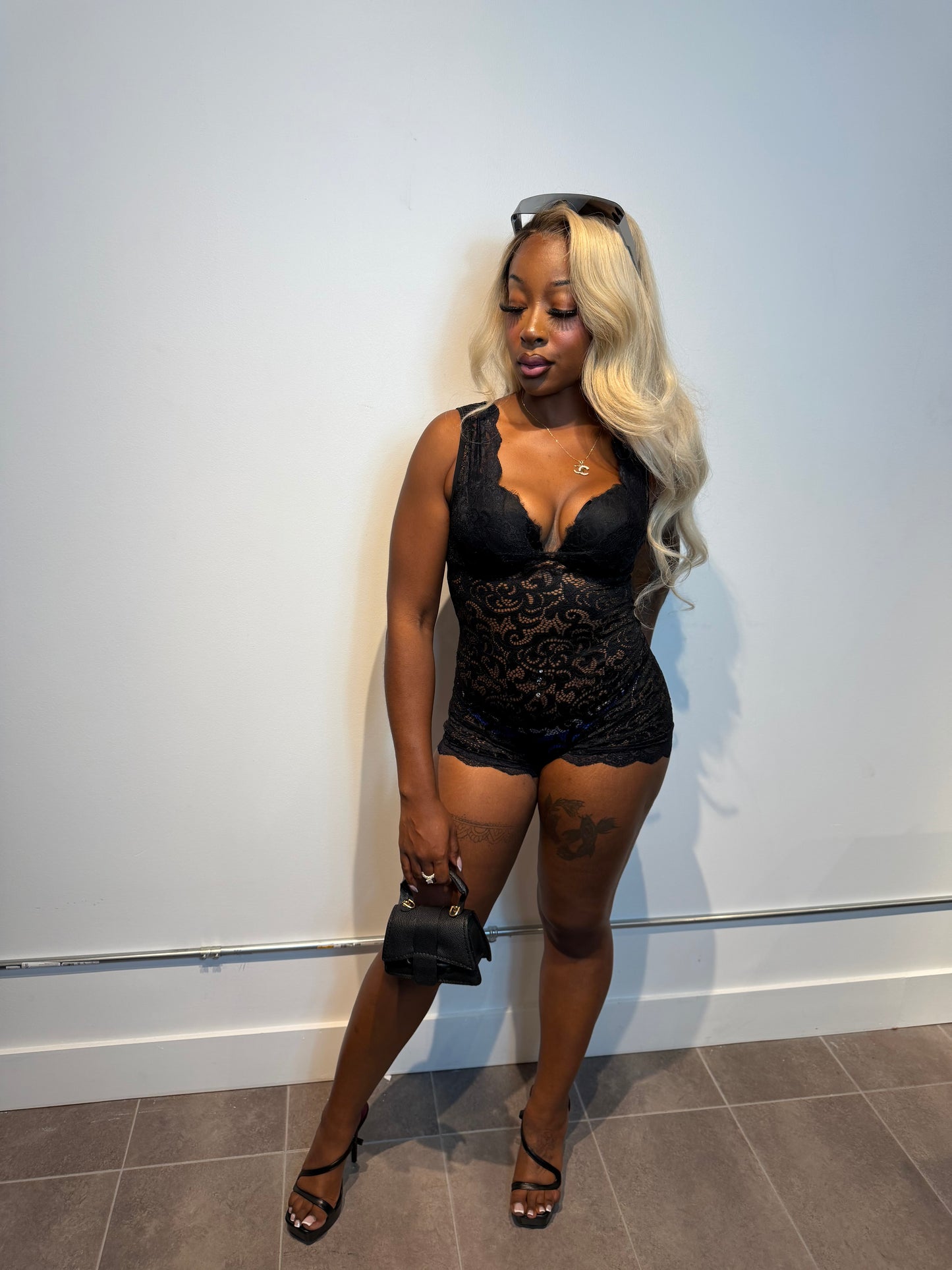 Midnight Romance Lace Romper