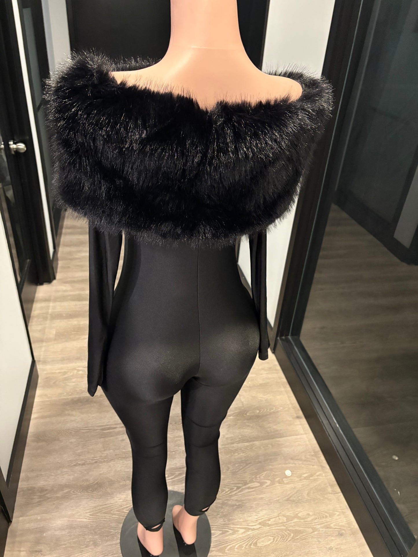 Black Widow Luxe Fur Jumpsuit