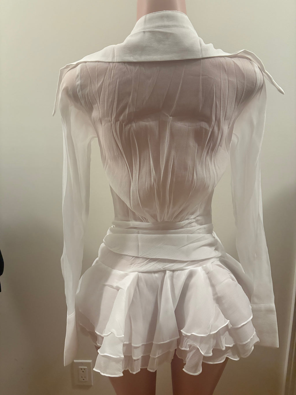 Sheer Ruffle Mini Dress