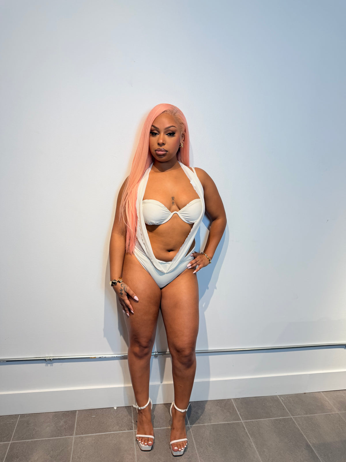 Ivory Luxe Mesh Monokini