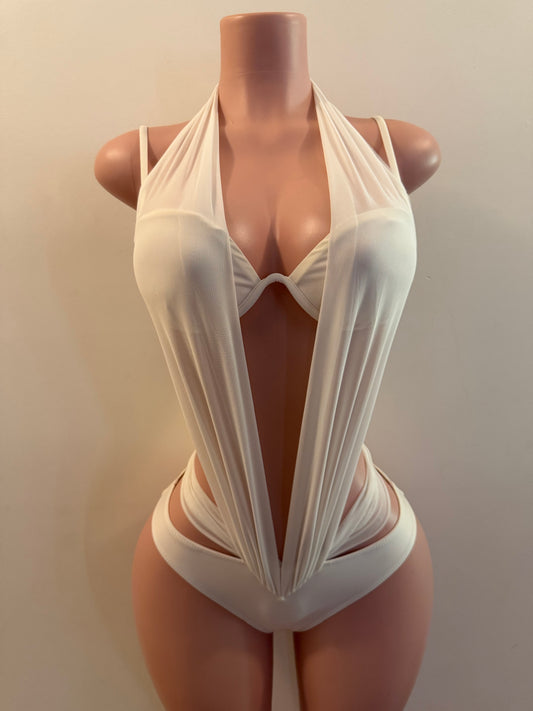 Ivory Luxe Mesh Monokini