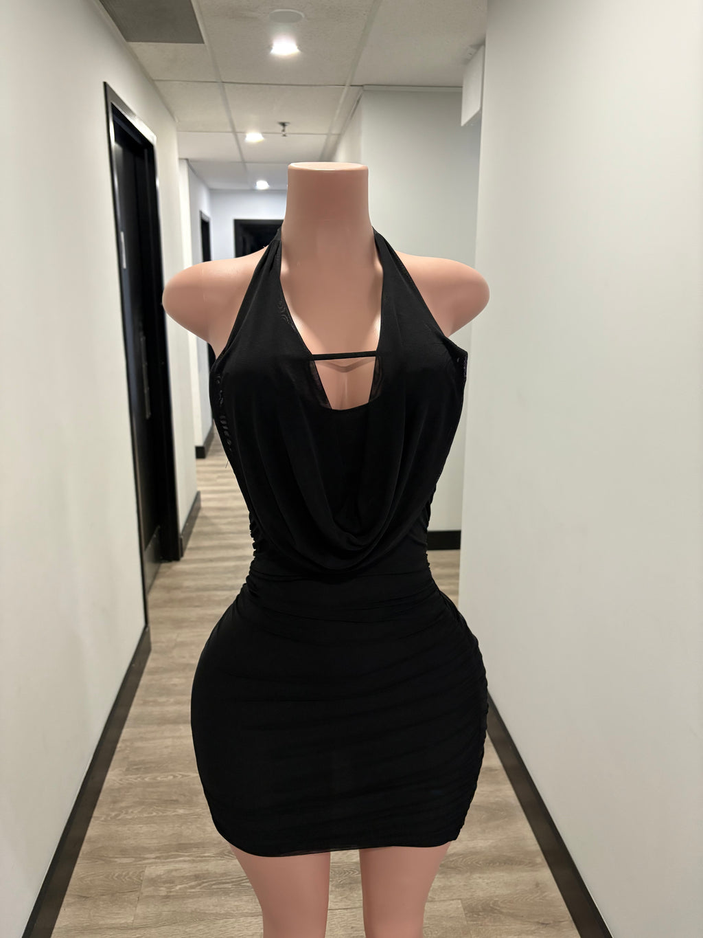 Midnight Muse Halter Dress – Black