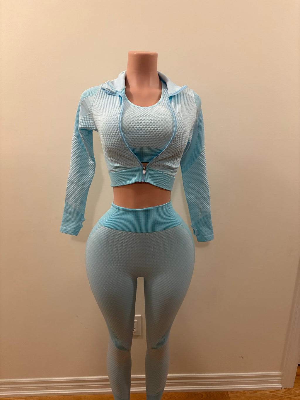Ice Blue Textured 3-Piece Set