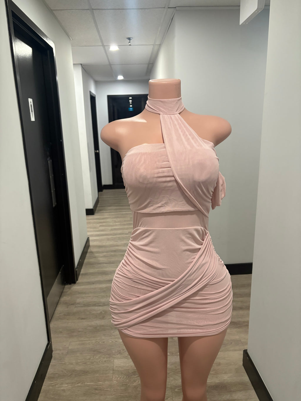 Blush Pink Wrap Mini Dress